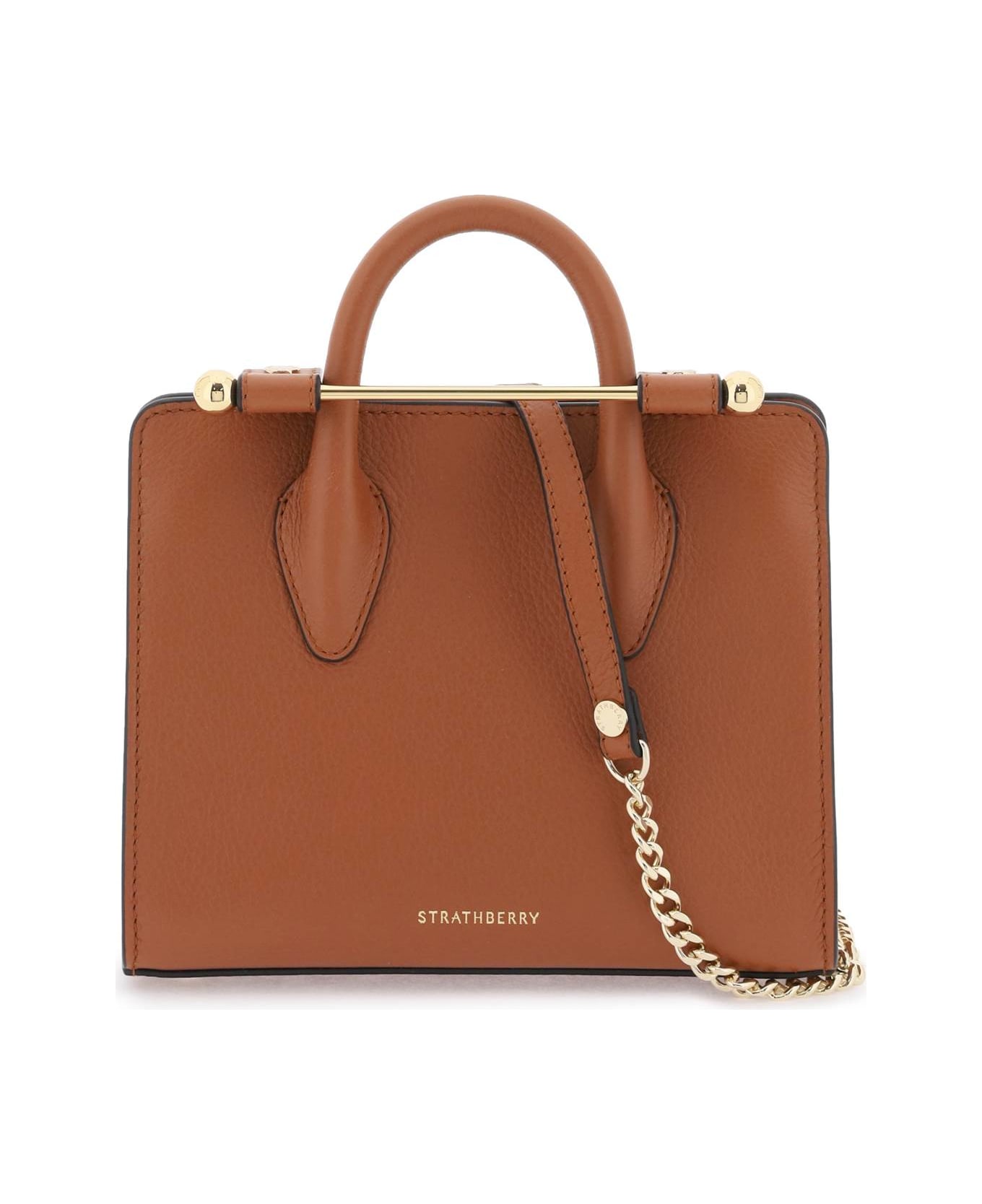 Strathberry Nano Tote Leather Bag - CHESTNUT (Brown)