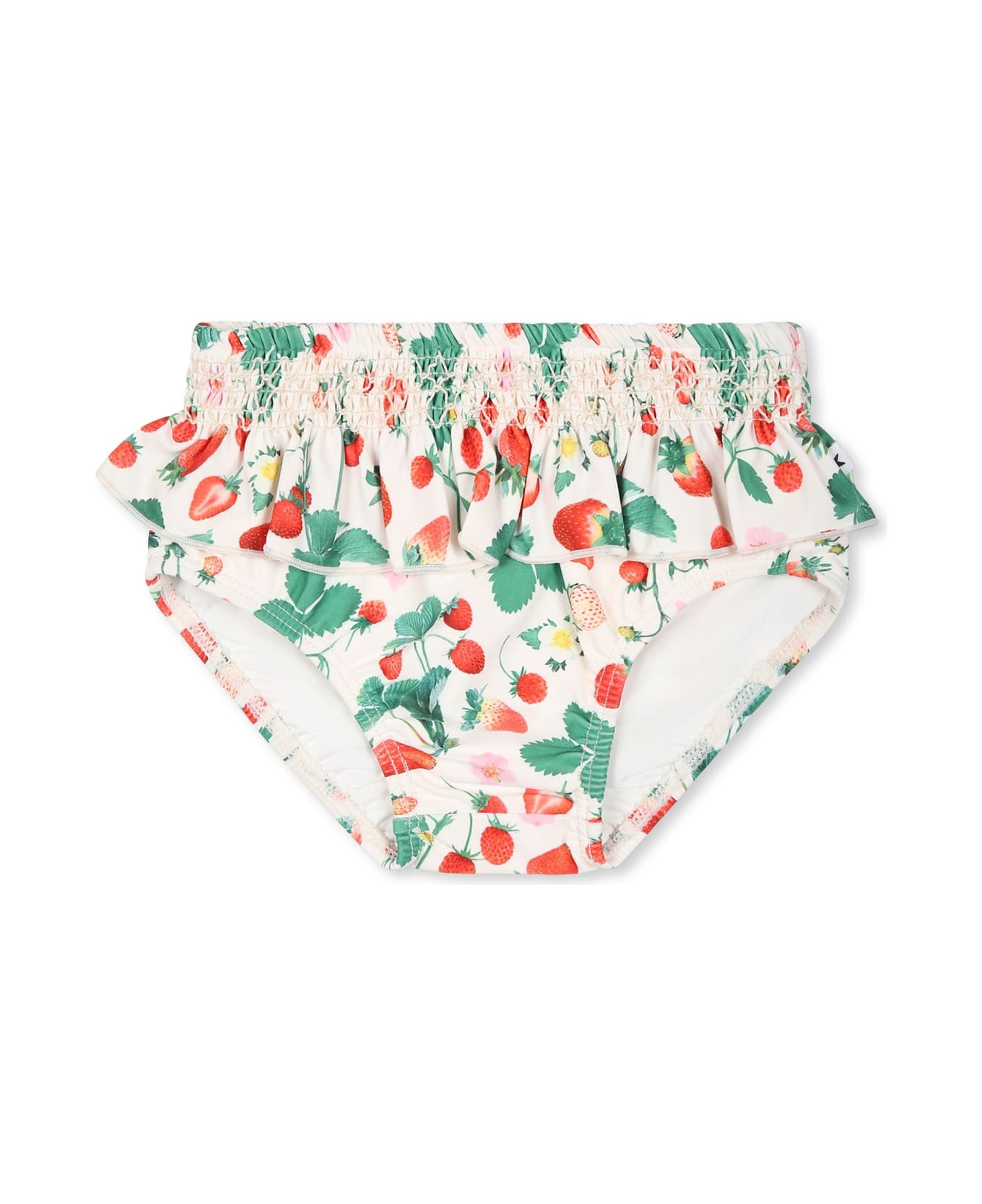 Molo Ivory Swim Briefs For Baby Girl With Strawberries - Ivory
