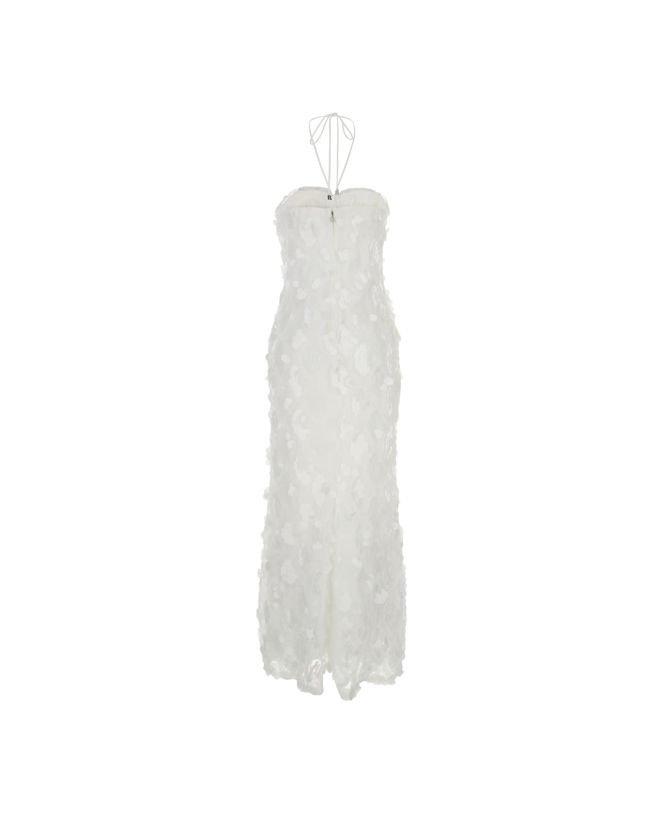 Rotate by Birger Christensen Maxi White Dress With Tonal Sequins And Sweetheart Neck In Fabric Woman - White