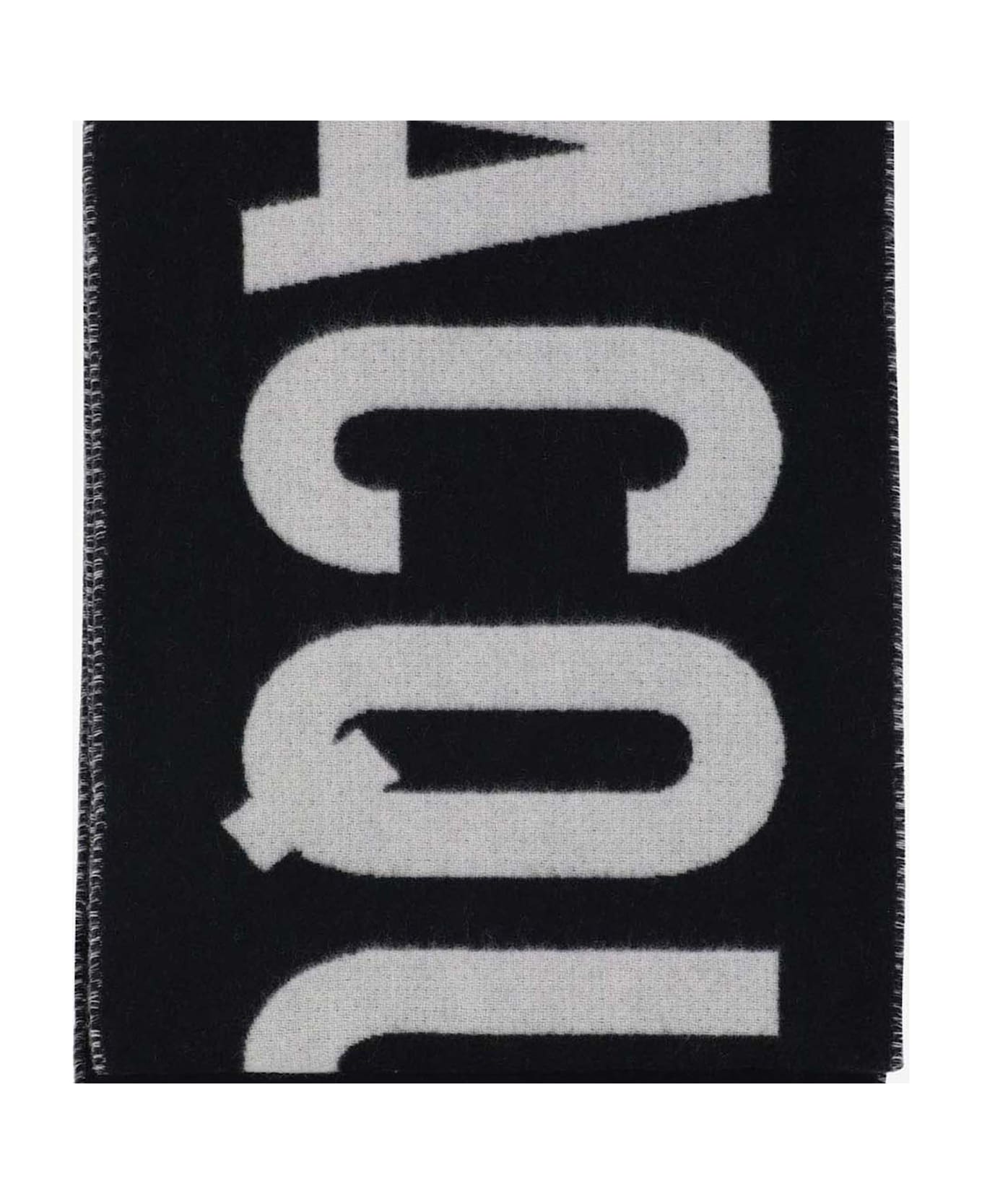 Jacquemus Wool Scarf With Maxi Logo - Black