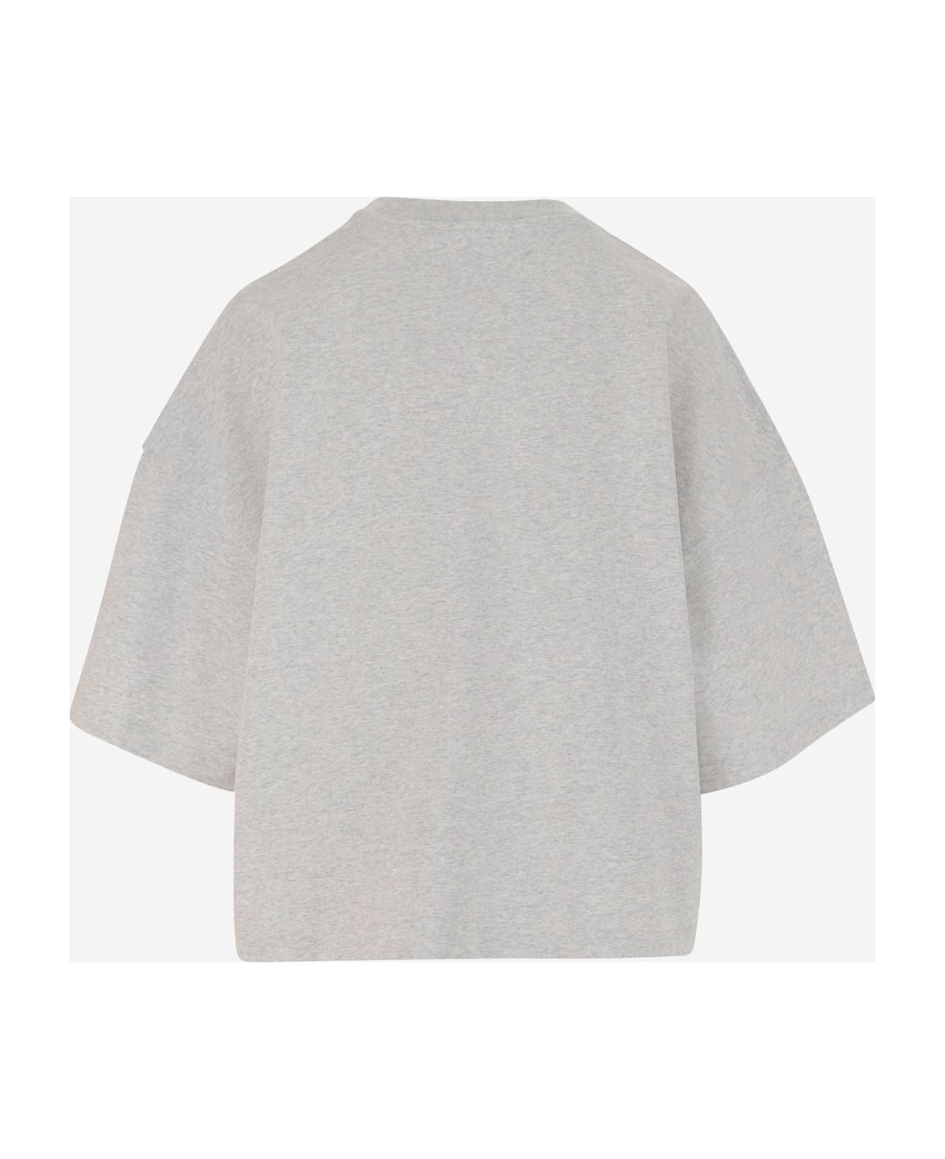 Jacquemus Cotton Boxy T-shirt With Logo - Grey