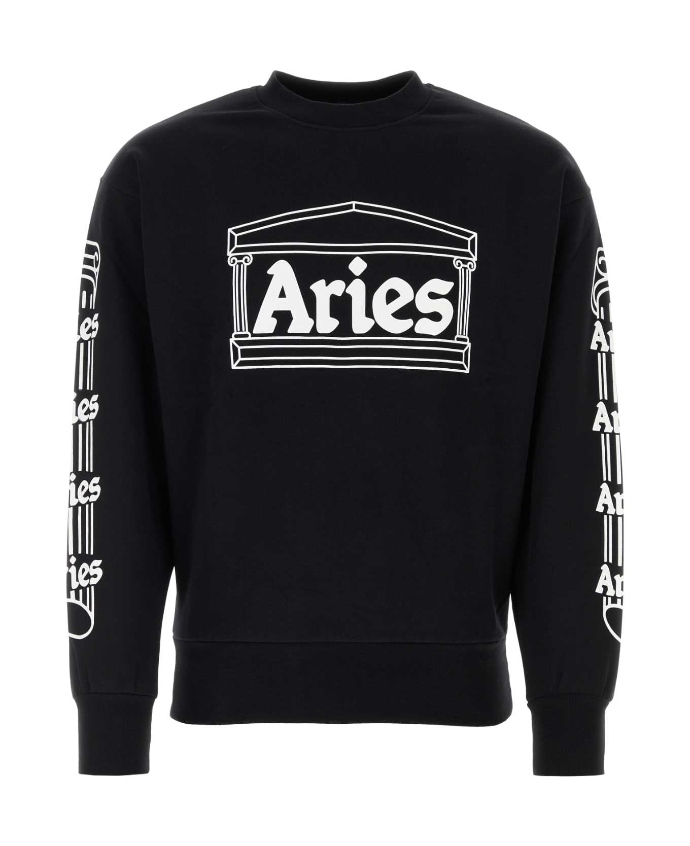 Aries Black Cotton Sweatshirt - BLACK フリース