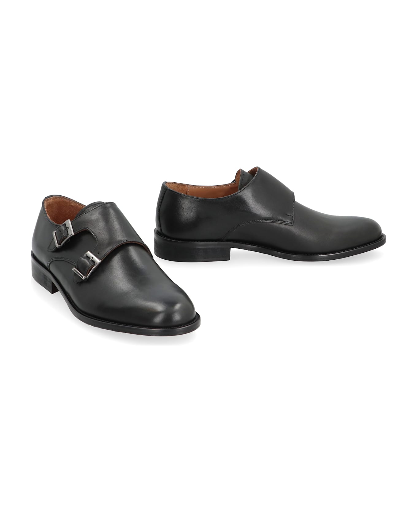Bruno Magli Leather Monk-strap Shoes - black