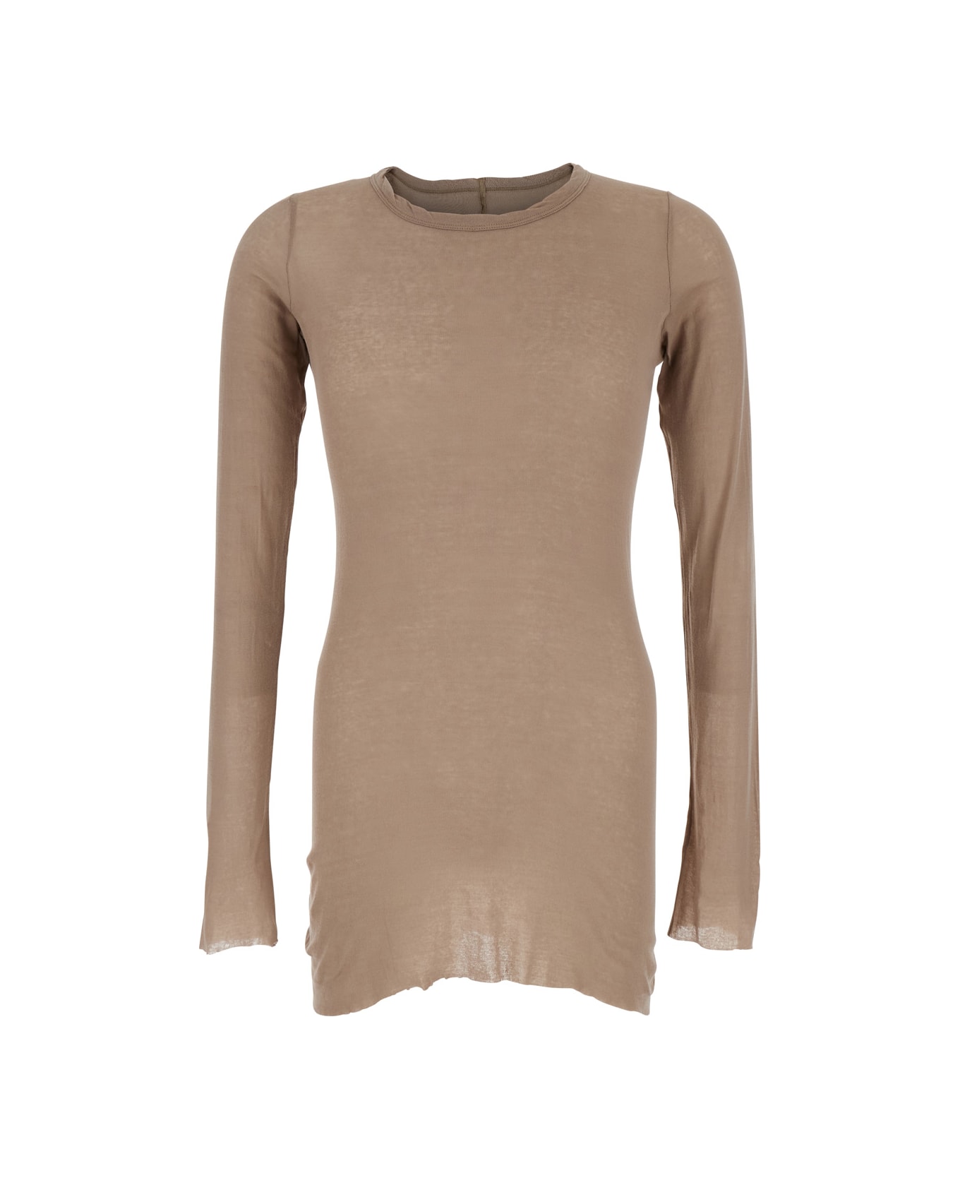 Rick Owens Brown Long-sleeve T-shirt In Viscose And Silk Blend Man - Brown