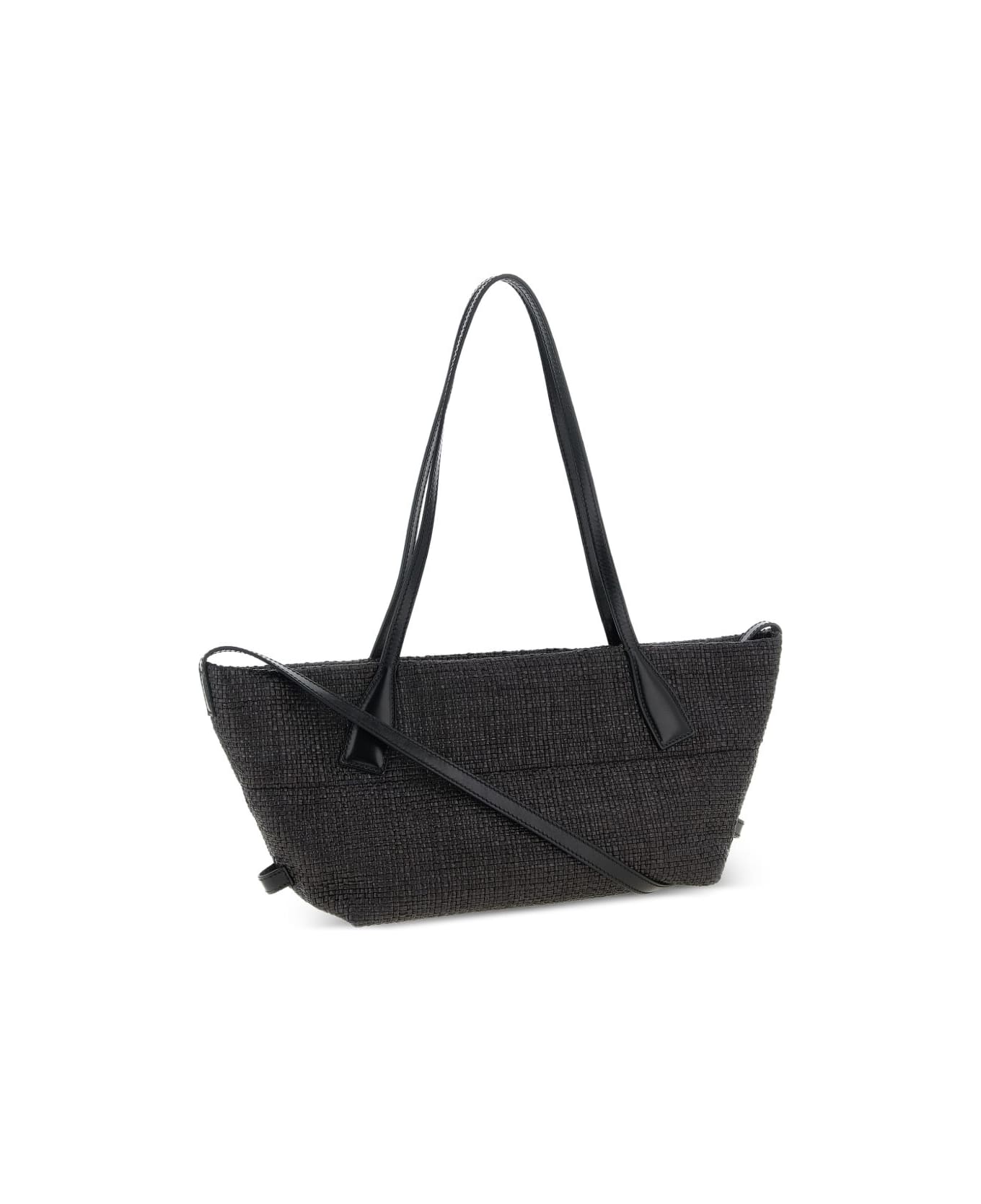 Balmain Track Small Rafia Tote - Black