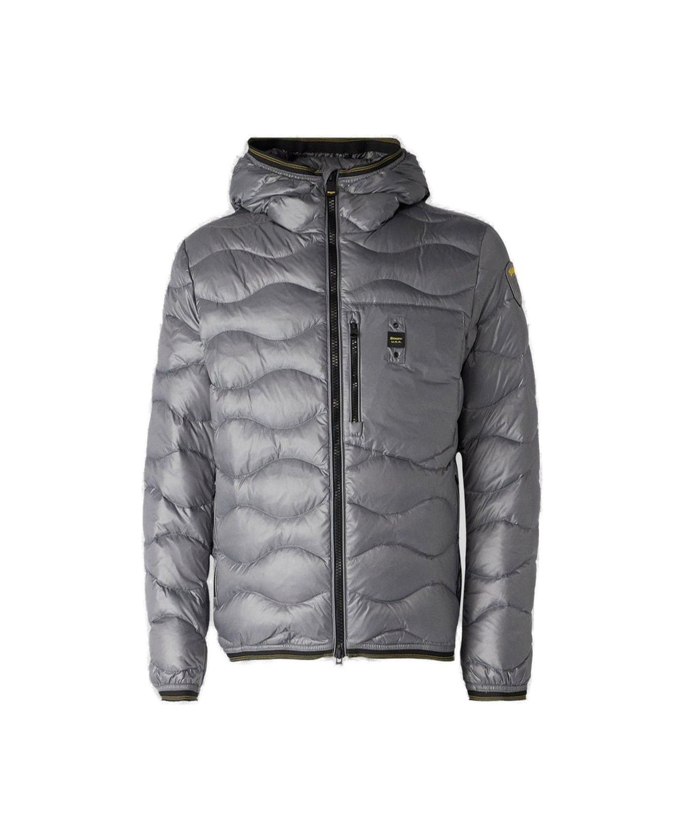 Blauer Zip-up Hooded Puffer Jacket - Grey