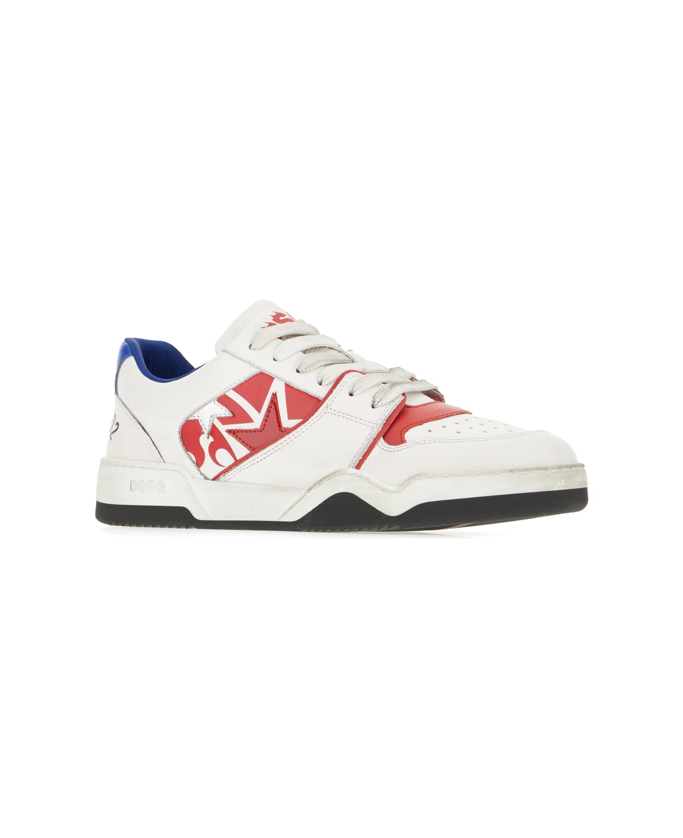 Dsquared2 Multicolor Leather Spiker Sneakers - BIANCO ROSSO BLU