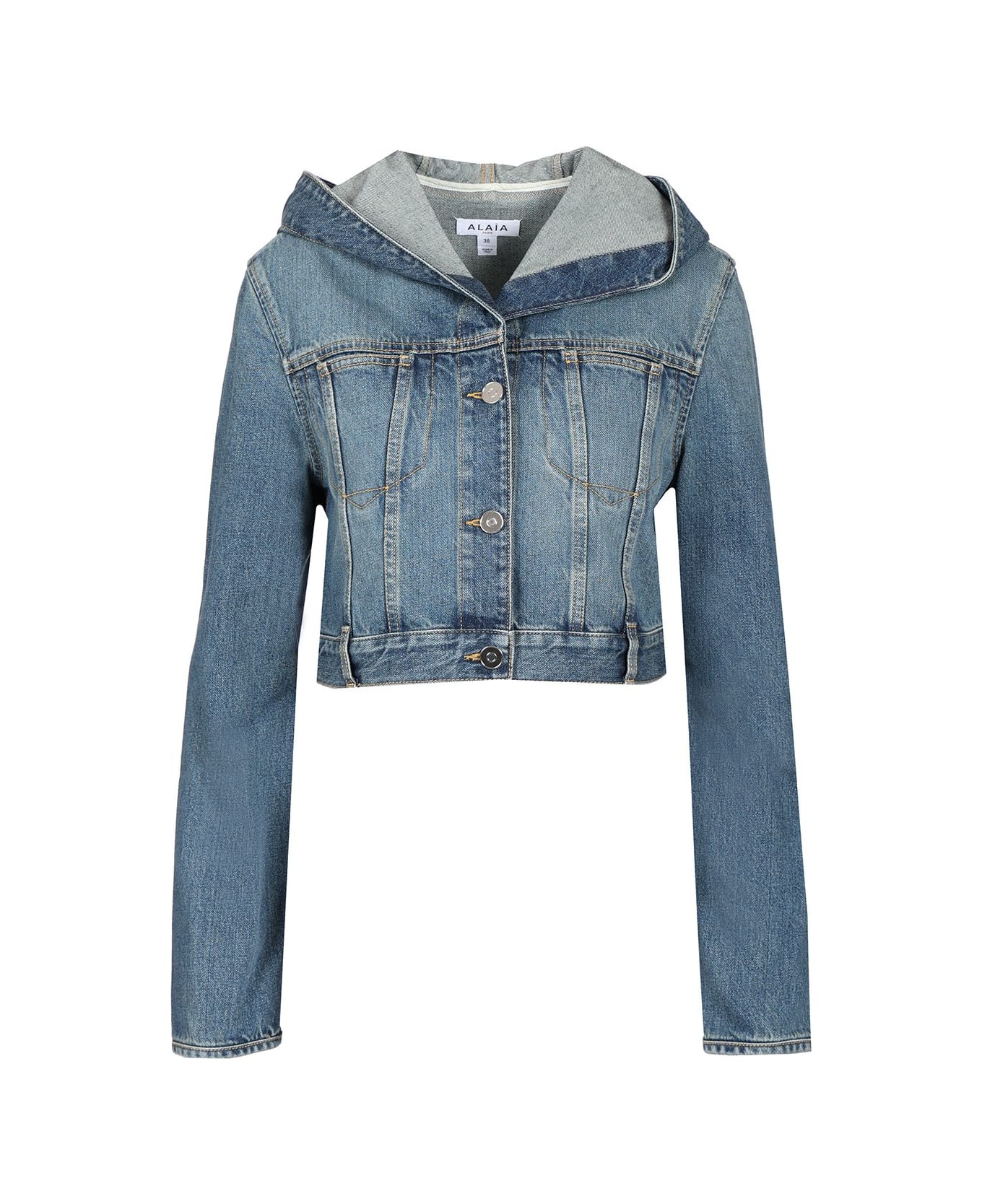 Alaia Hooded Denim Jacket - Blue