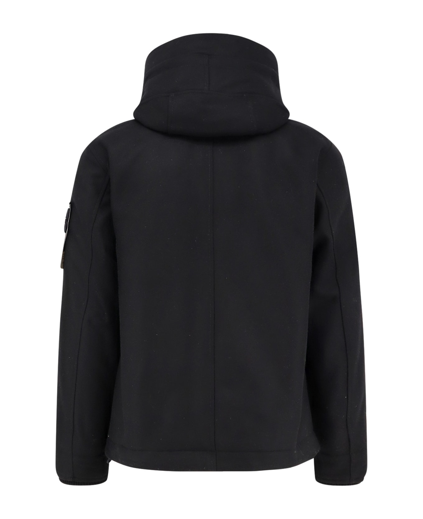 Stone Island Wool Blend Padded Parka Jacket - Black