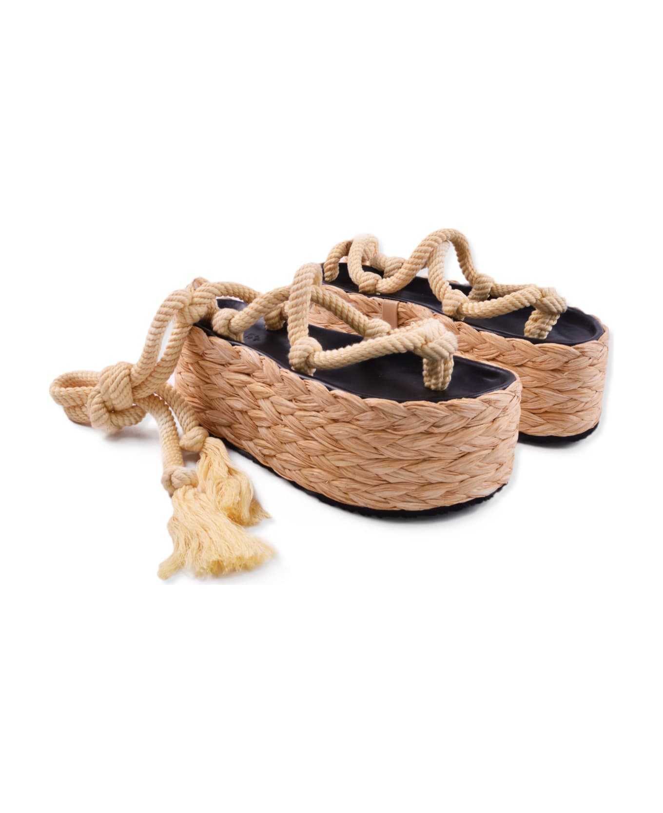 Isabel Marant Elif Wedge Braided Raffia Sandal - NATURAL