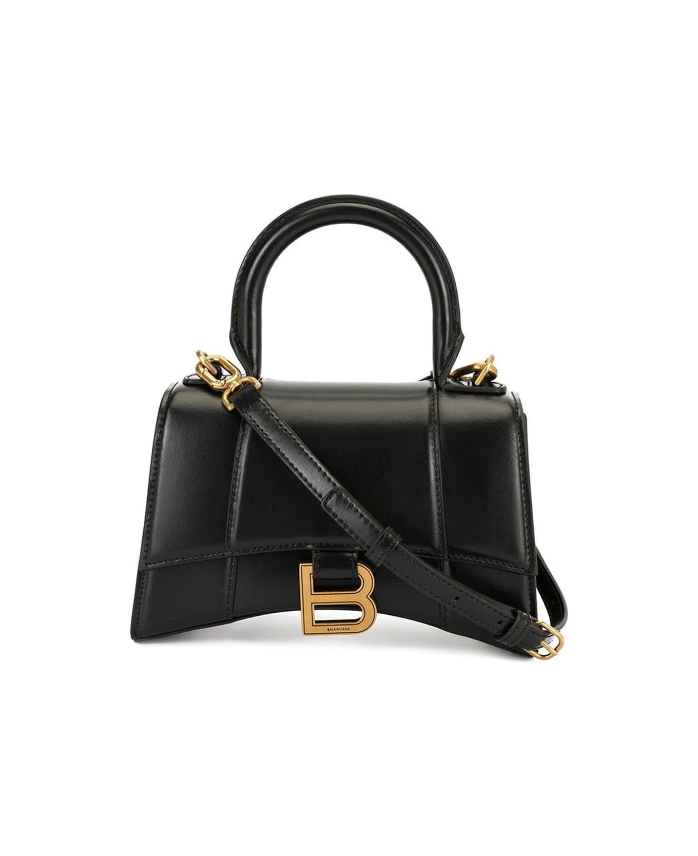 Balenciaga Hourglass Top Hand Bag - Black