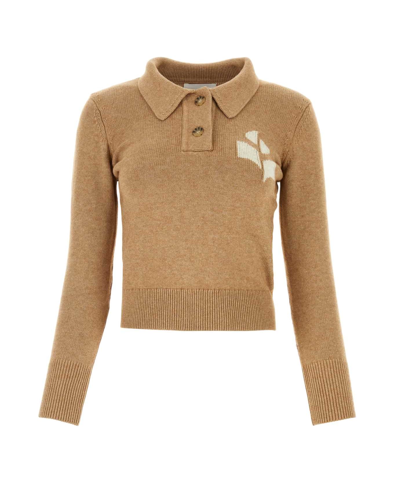 Marant Étoile Melange Biscuit Cotton Blend Nola Polo Shirt - CAMEL