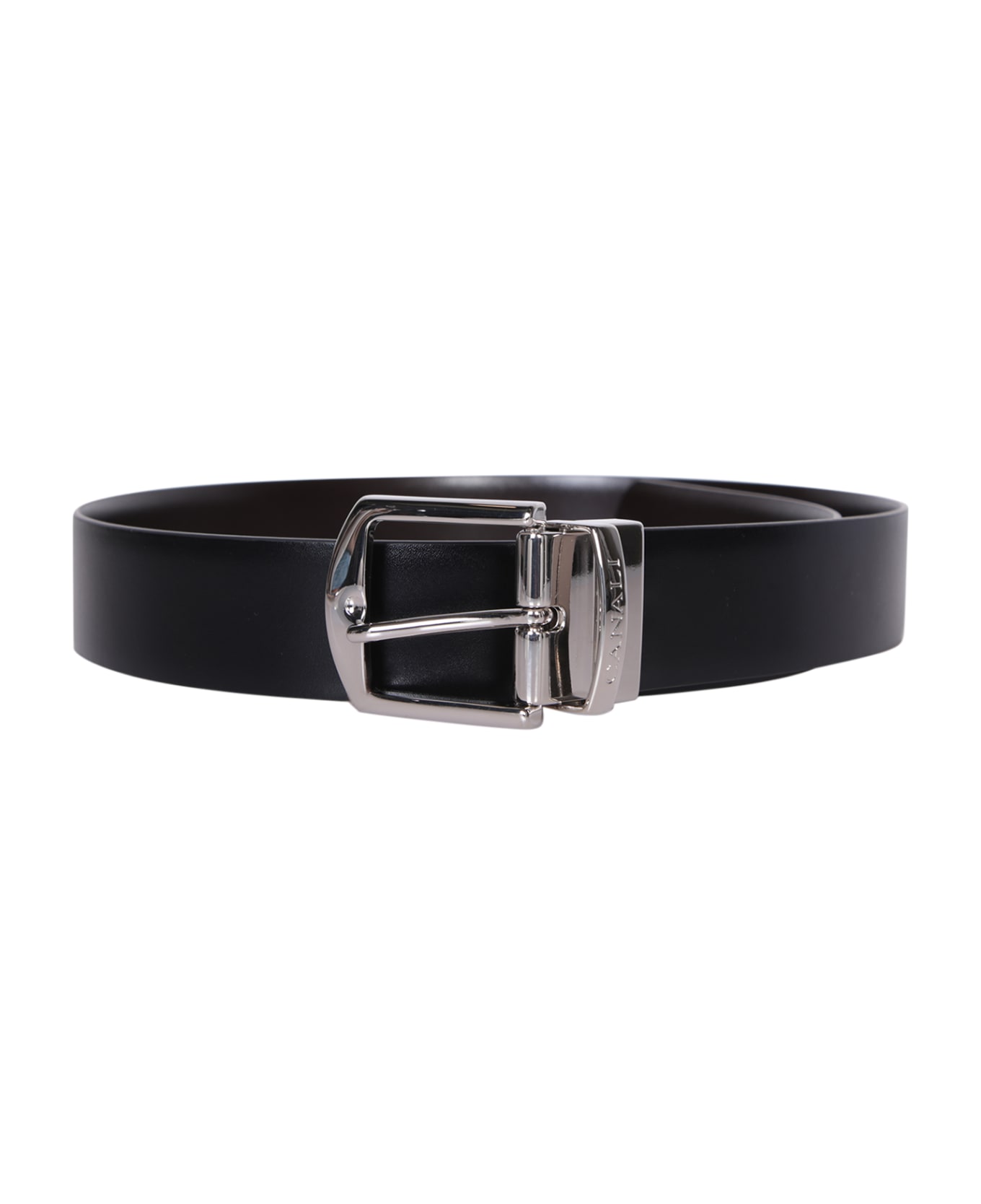 Canali Engraved-logo Black Belt - Black