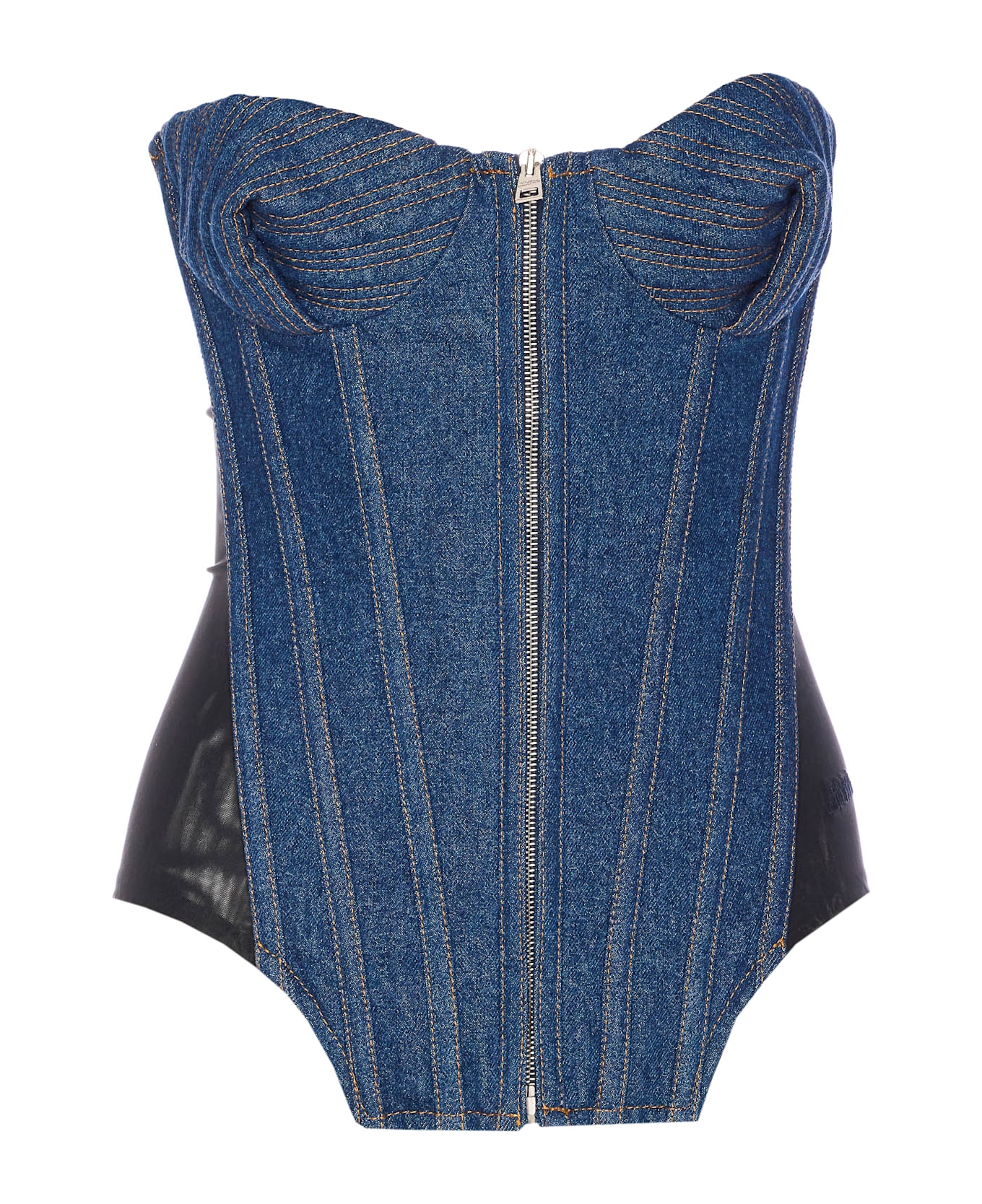 Jean Paul Gaultier The Bi-material Denim Corset - Blue