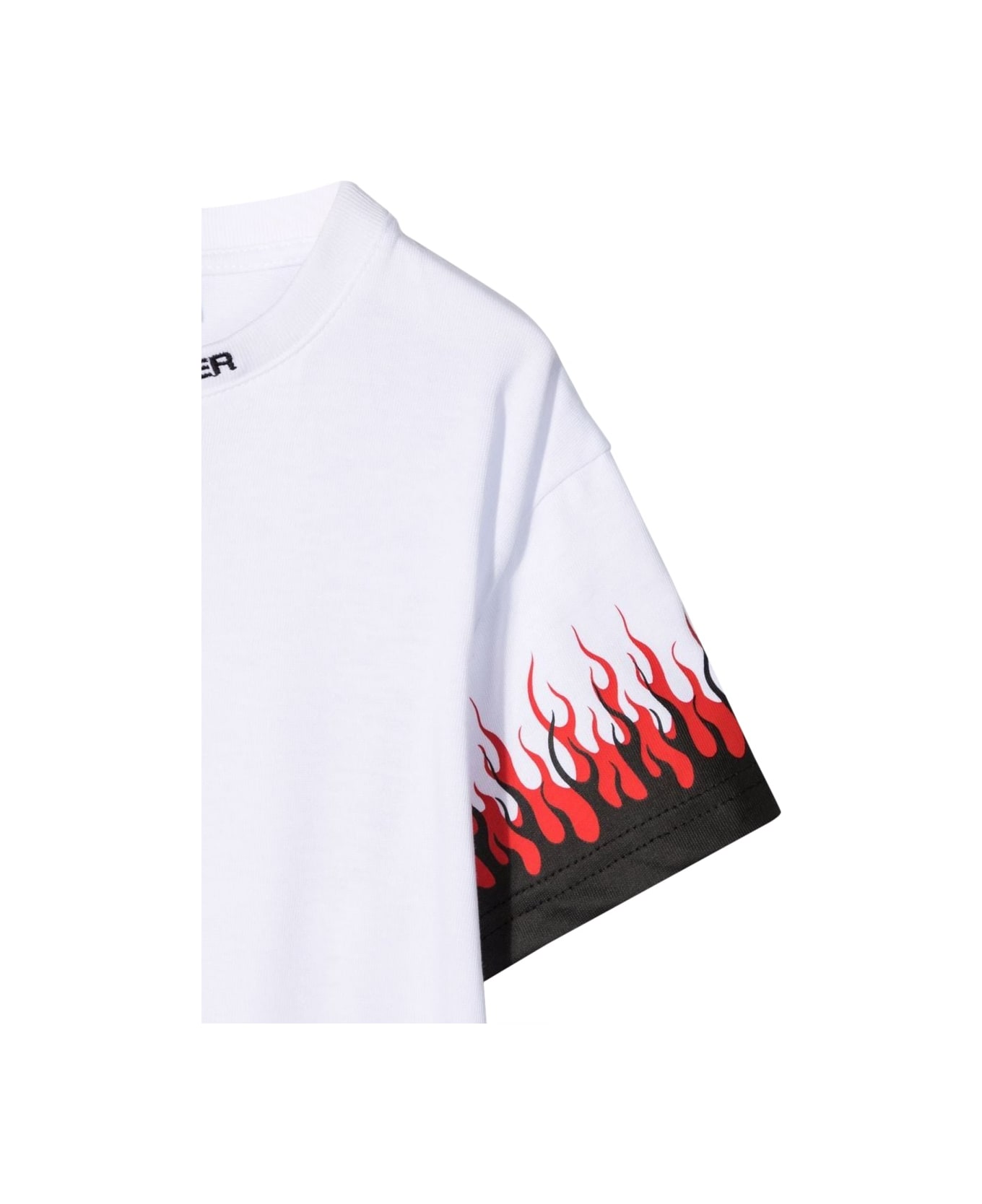 Vision of Super White Kids Tshirt With Double Flame - WHITE