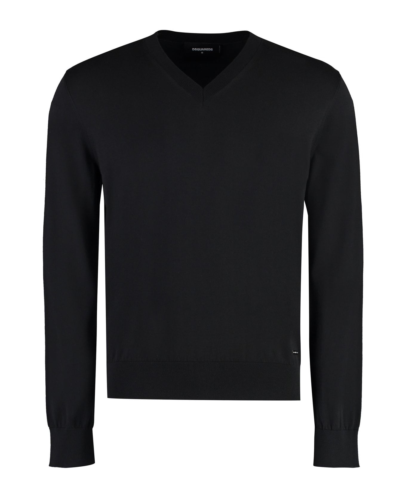 Dsquared2 Cotton V-neck Sweater - black ニットウェア