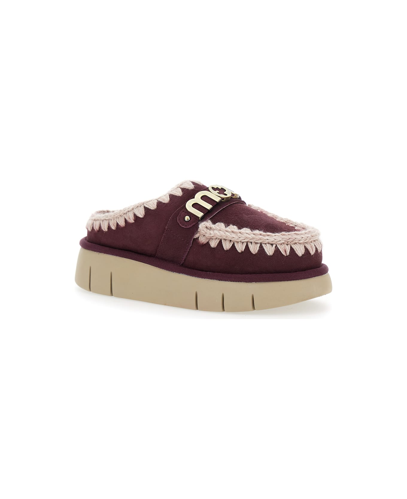 Mou 
bounce
 Bordeaux Mules With Logo Lettering And Open Rear In Leather Woman - Bordeaux