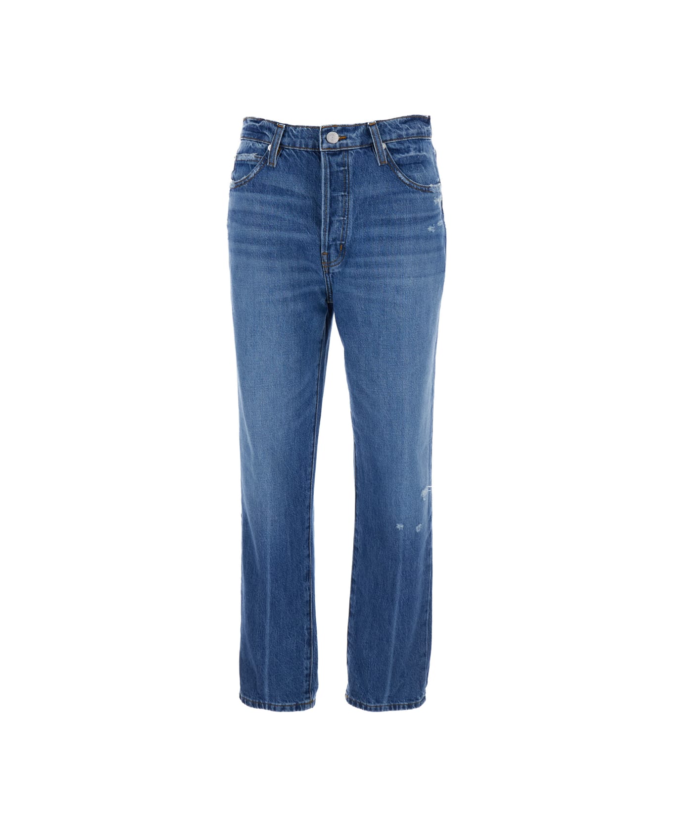 Frame 'le Mec' Blue Jeans With Used Effect In Cotton Denim Woman - Blu