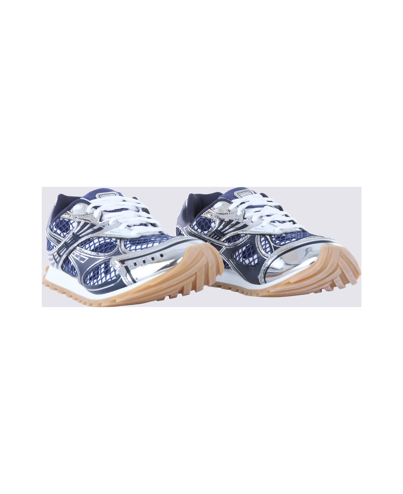 Bottega Veneta Blue And Silver Orbit Sneakers - ABYSS-SILVER