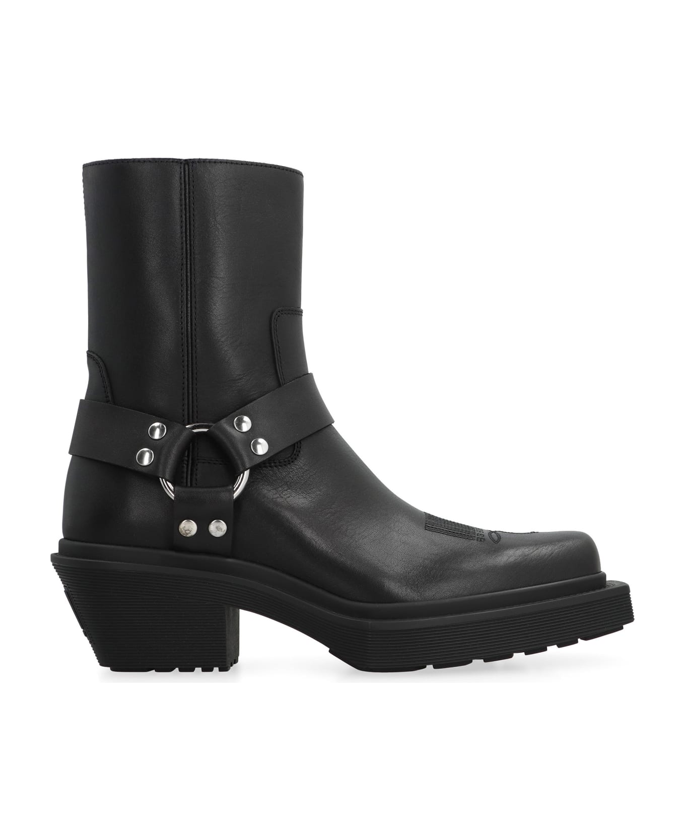 VETEMENTS Leather Cowboy Boots - black