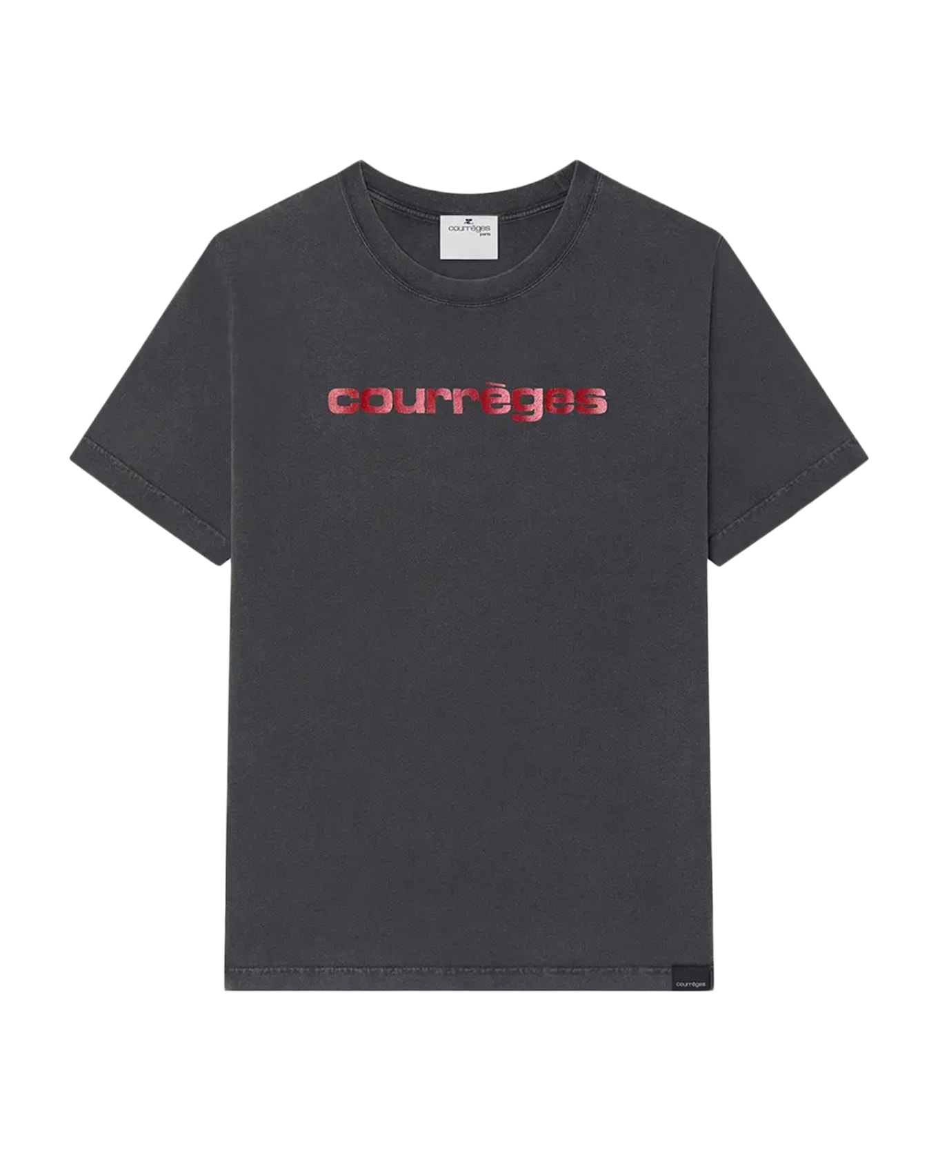 Courrèges Logo Printed Crewneck T-shirt - Grey