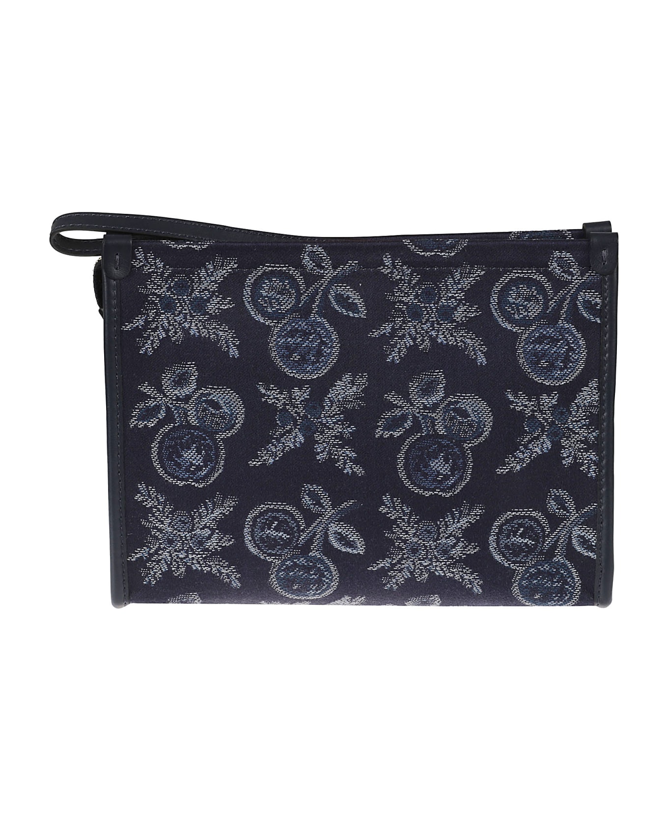Etro Logo Embroidered Paisley Pouch - Blue