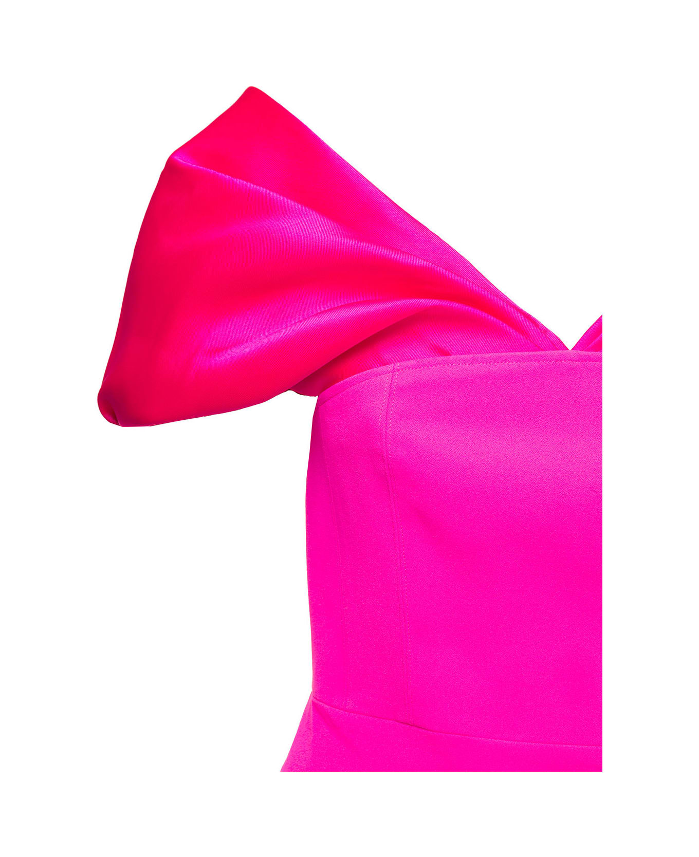 Solace London 'dakota' Maxi Fuchsia Dress With Off-shoulder Neckline And Satin Inserts In Polyester Woman - Fuxia