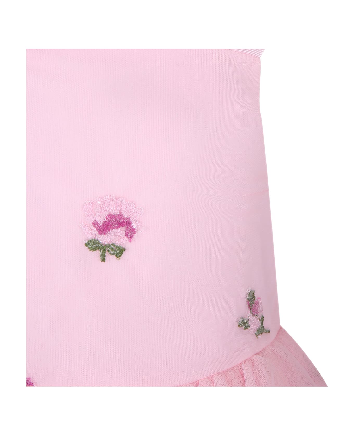 Simonetta Pink Dress For Girl With Flowers - Pink