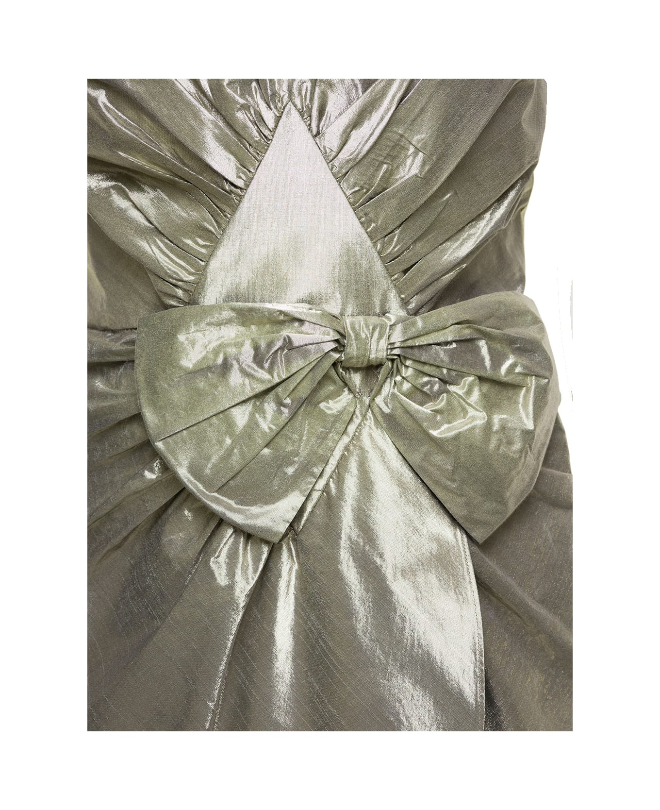 Maison Margiela Midi Ivory Dress With Bow Detail In Metallic Lurex Woman - Metallic