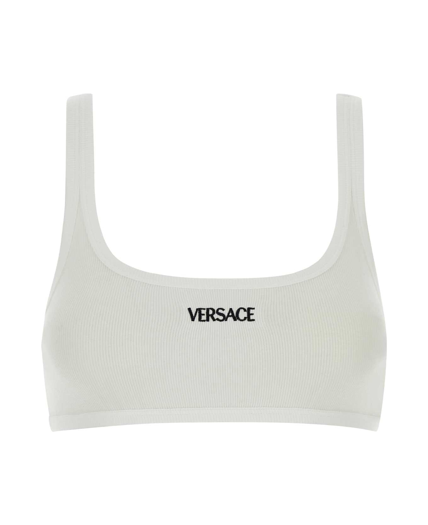 Versace White Stretch Cotton Bra - WHITE