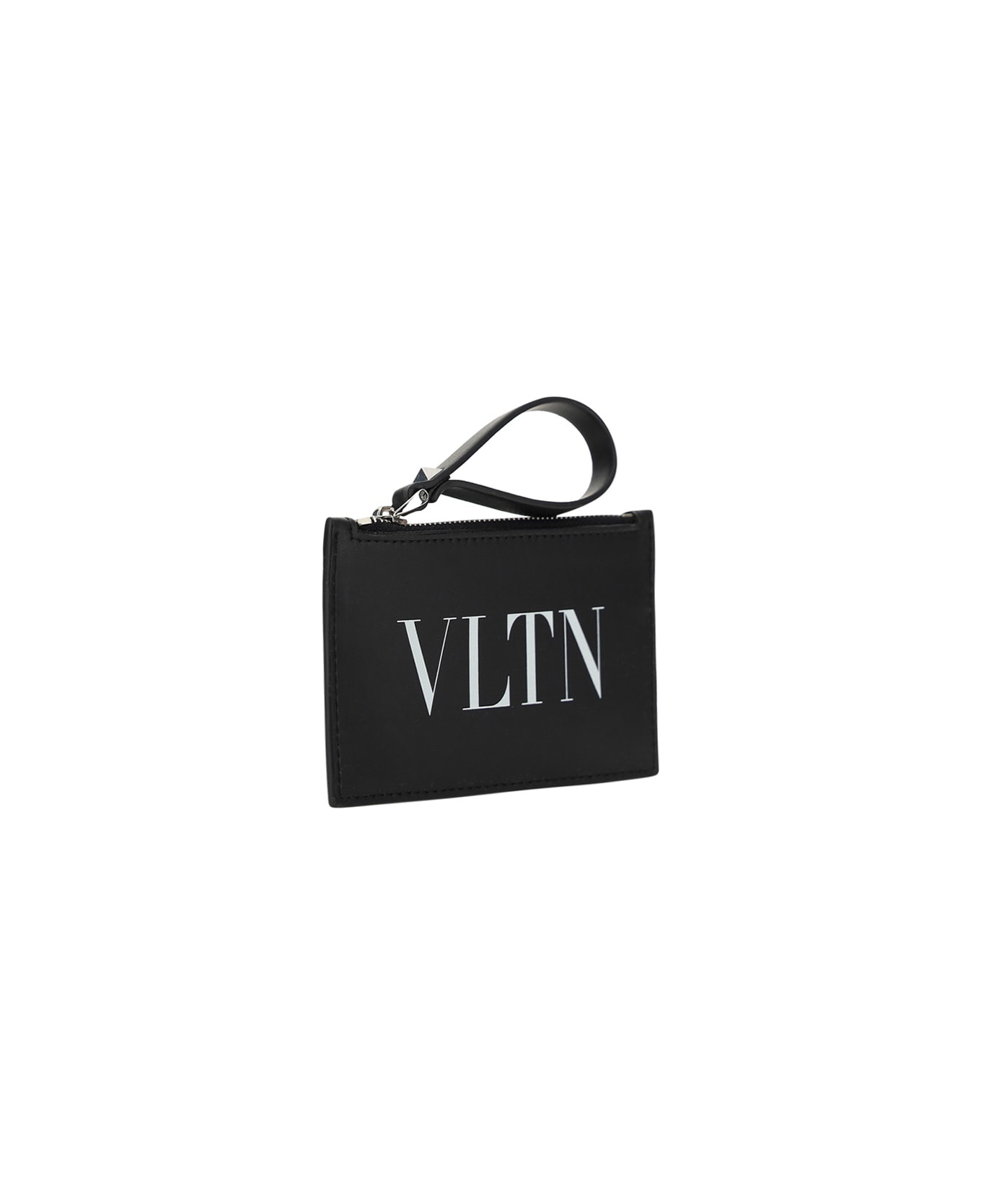 Valentino Garavani Black 'vltn' Card Holder With Zip - Black
