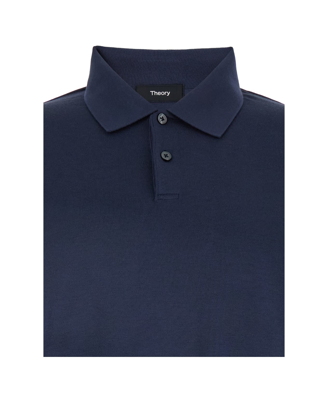 Theory 
goris
 Blue Polo Shirt With Classic Collar And Long Sleeves In Tech Fabric Stretch Man - Blu