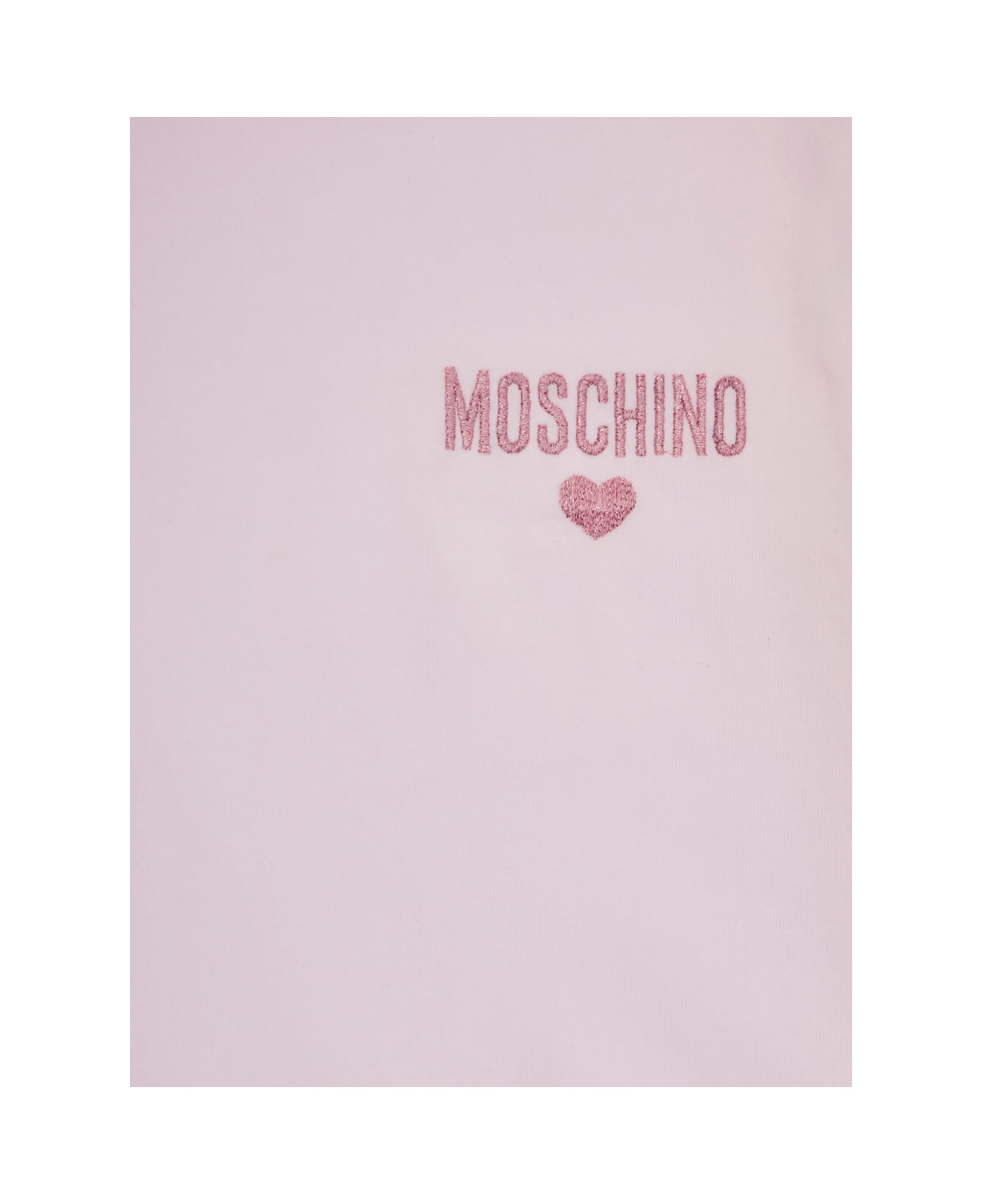 Moschino Pink T-shirt With Logo Lettering On The Front And Jacquard Motif On The Sleeves In Cotton Girl - Pink