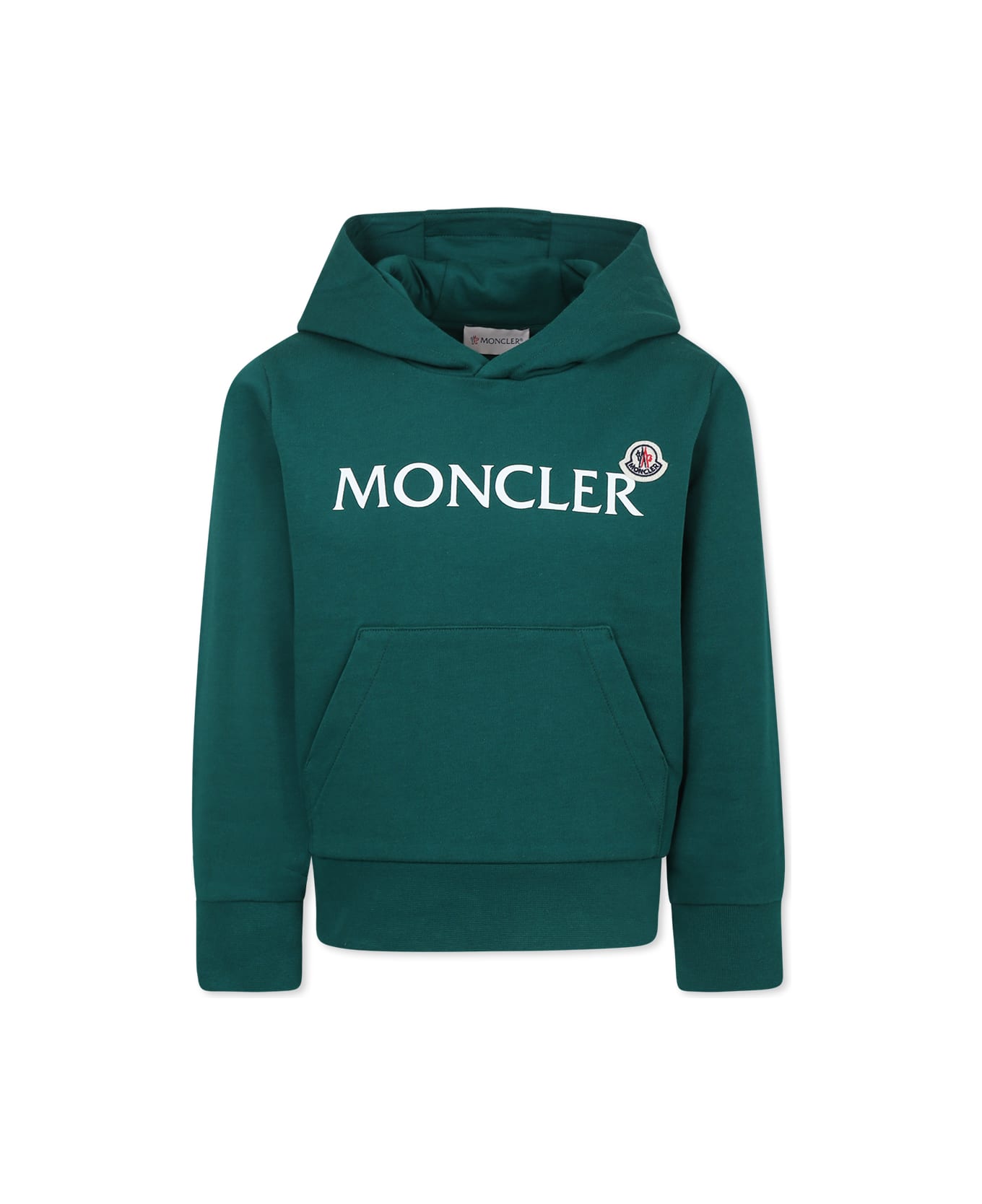 Moncler Green Sweatshirt For Kids With Logo - Green