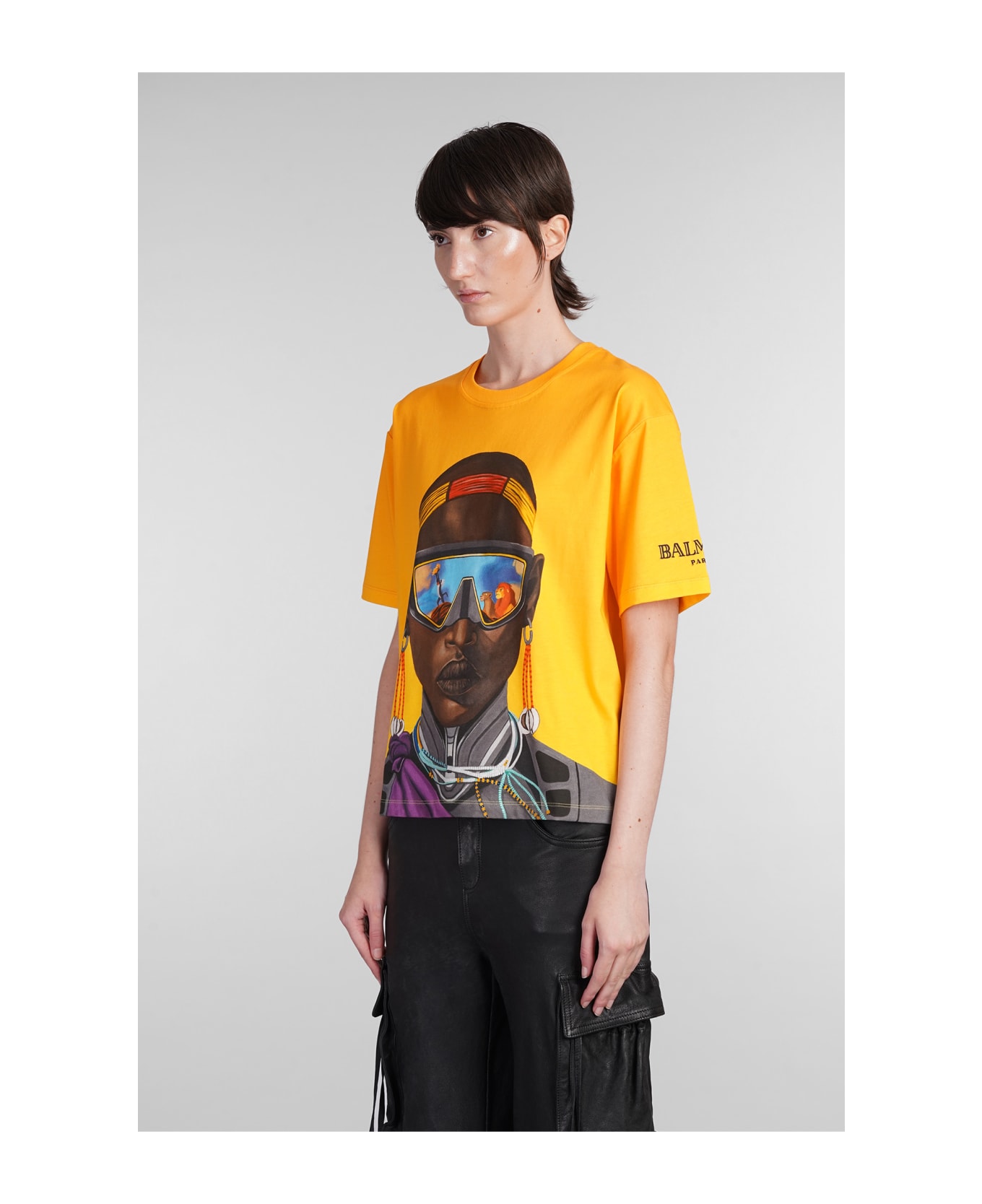 Balmain T-shirt In Yellow Cotton - yellow