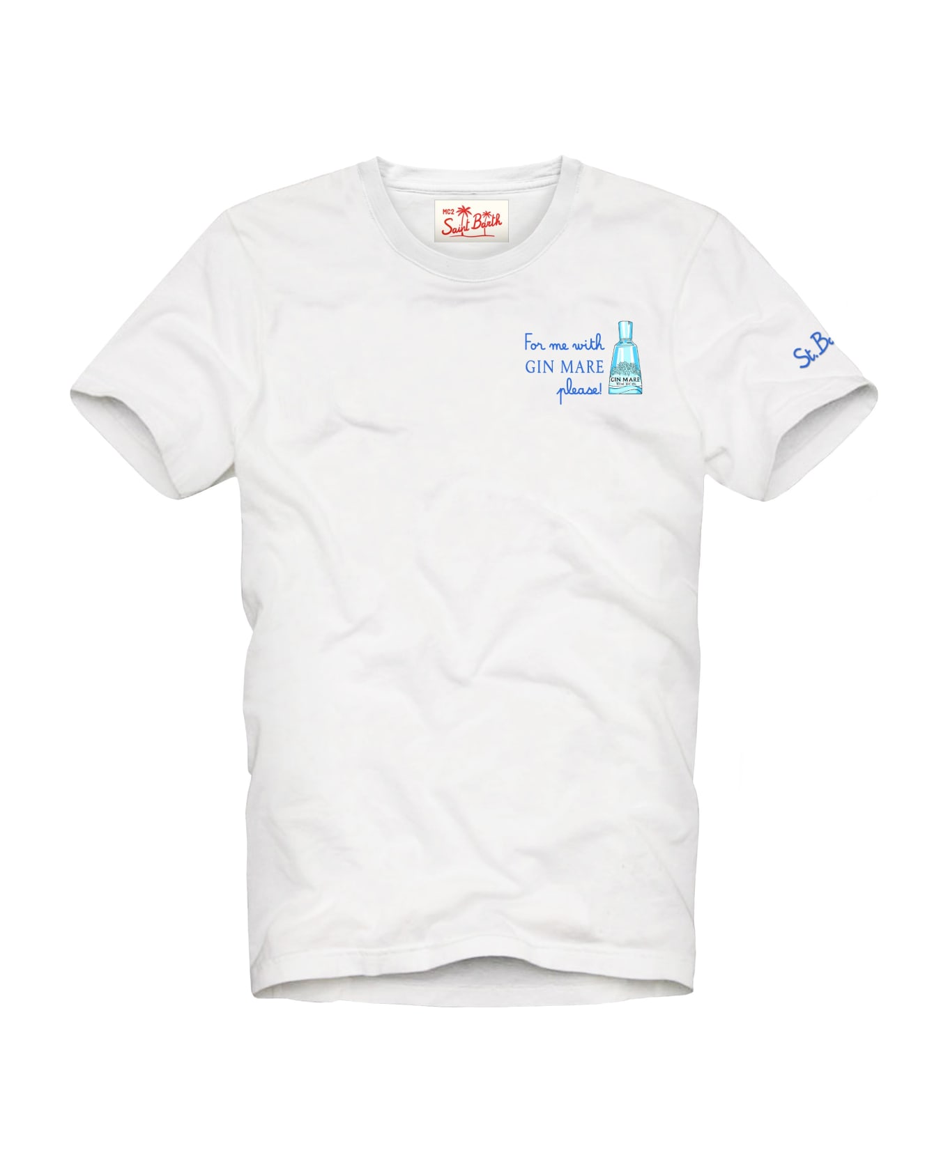 MC2 Saint Barth Man Cotton T-shirt With Gin Print - WHITE シャツ