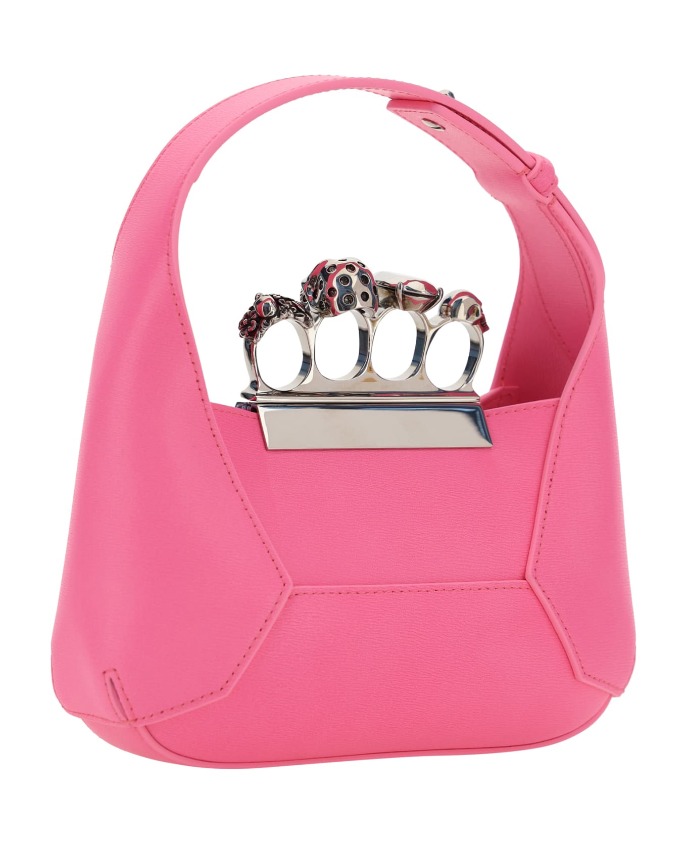Alexander McQueen Jewelled Mini Hobo Bag - Fluo Pink