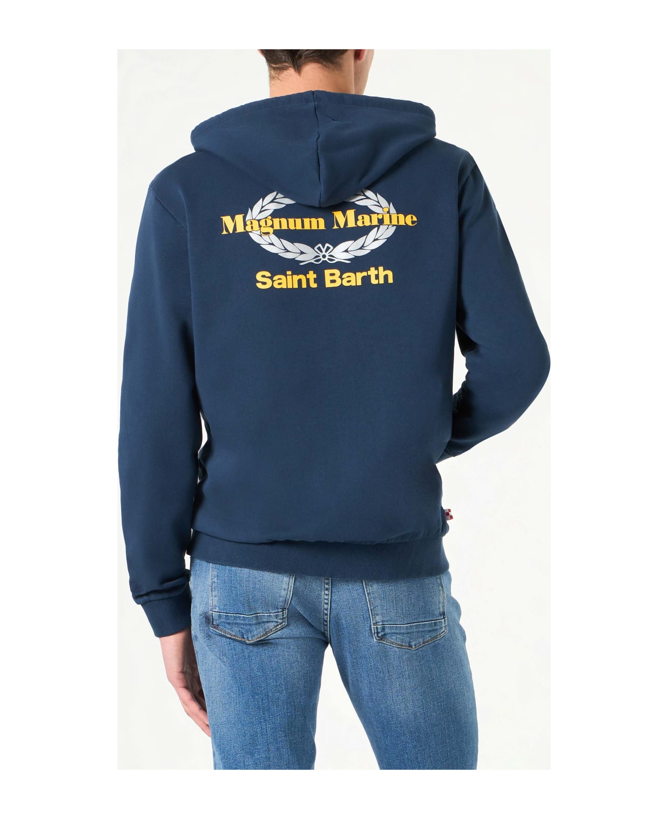 MC2 Saint Barth Blue Cotton Hoodie With Magnum Marine Saint Barth Embroidery | Magnum Marine Special Edition - BLUE