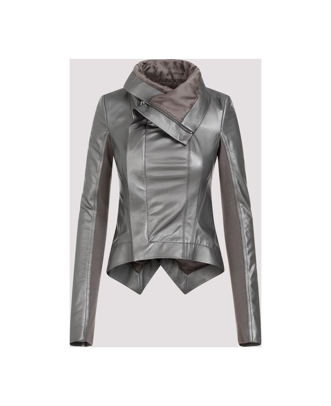 Rick Owens Naska Metallic Biker Jacket - Gun Metal