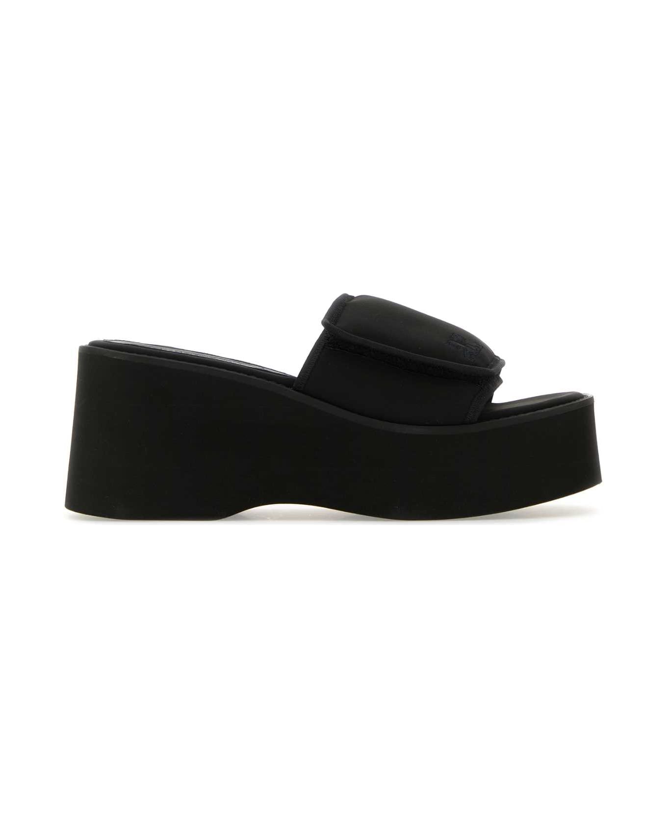 Courrèges Black Stretch Polyester Blend Scusa Wave Slippers - Black