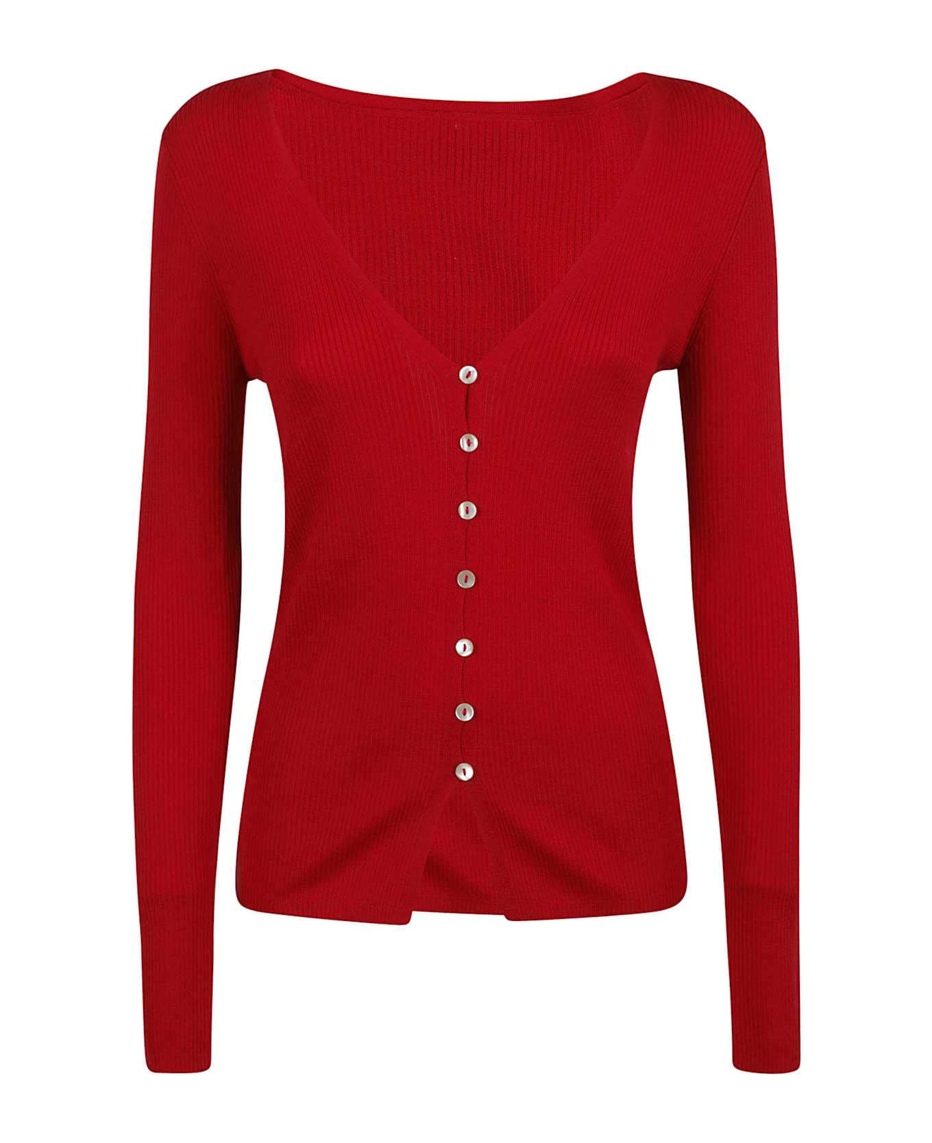 Parosh V-neck Buttoned Cardigan - Red