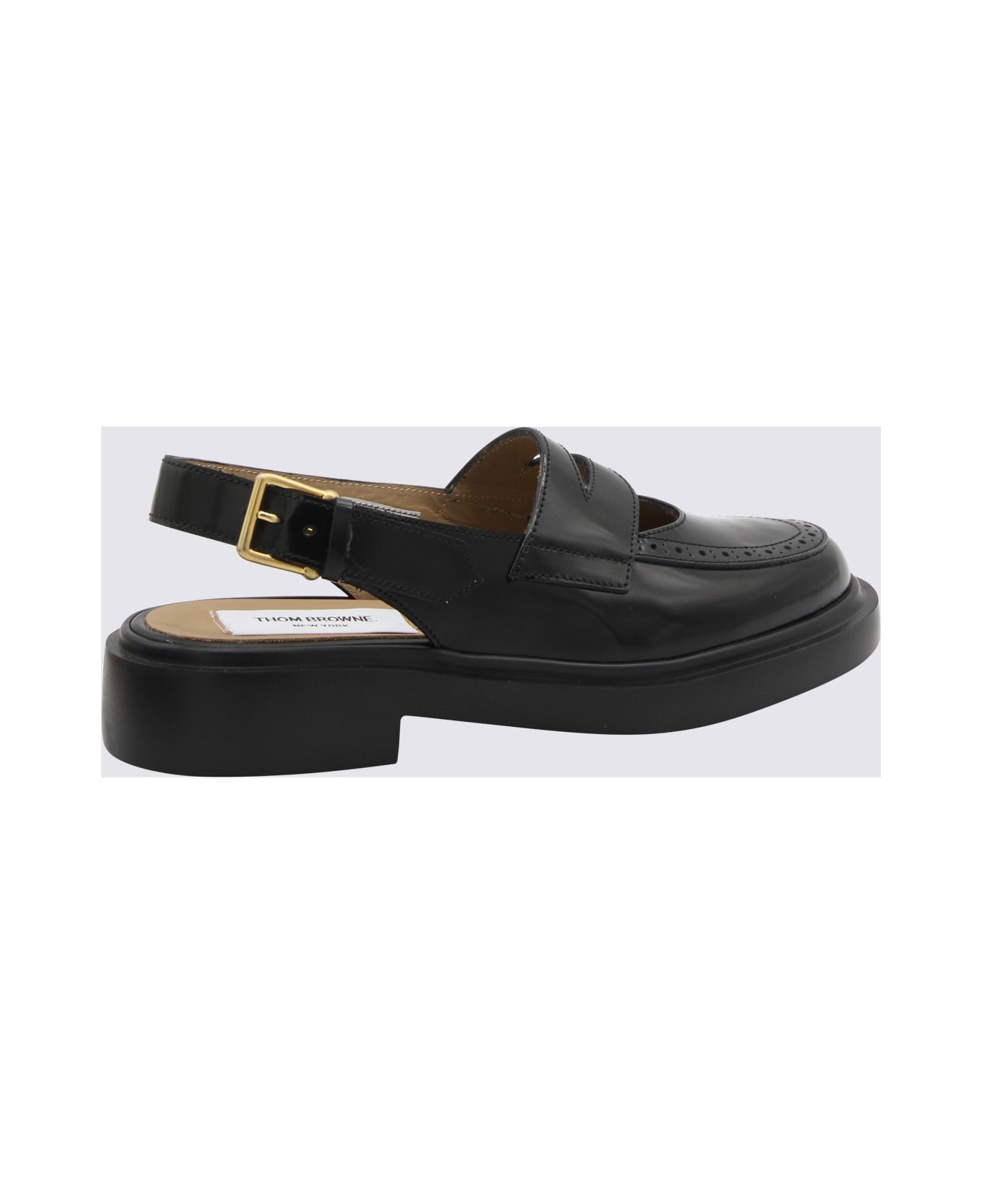 Thom Browne Black Leather Slingback Loafers - Black