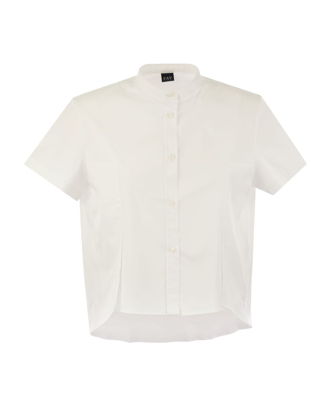 Fay Cotton Shirt With Mandarin Collar - White シャツ