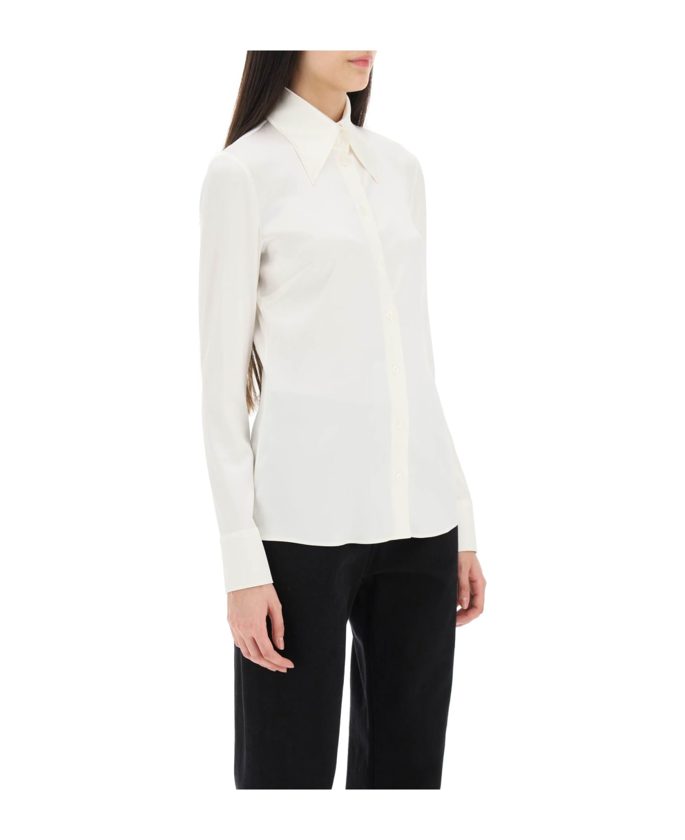 Dolce & Gabbana Silk Long-sleeved Dress - BIANCO NATURALE (White) シャツ