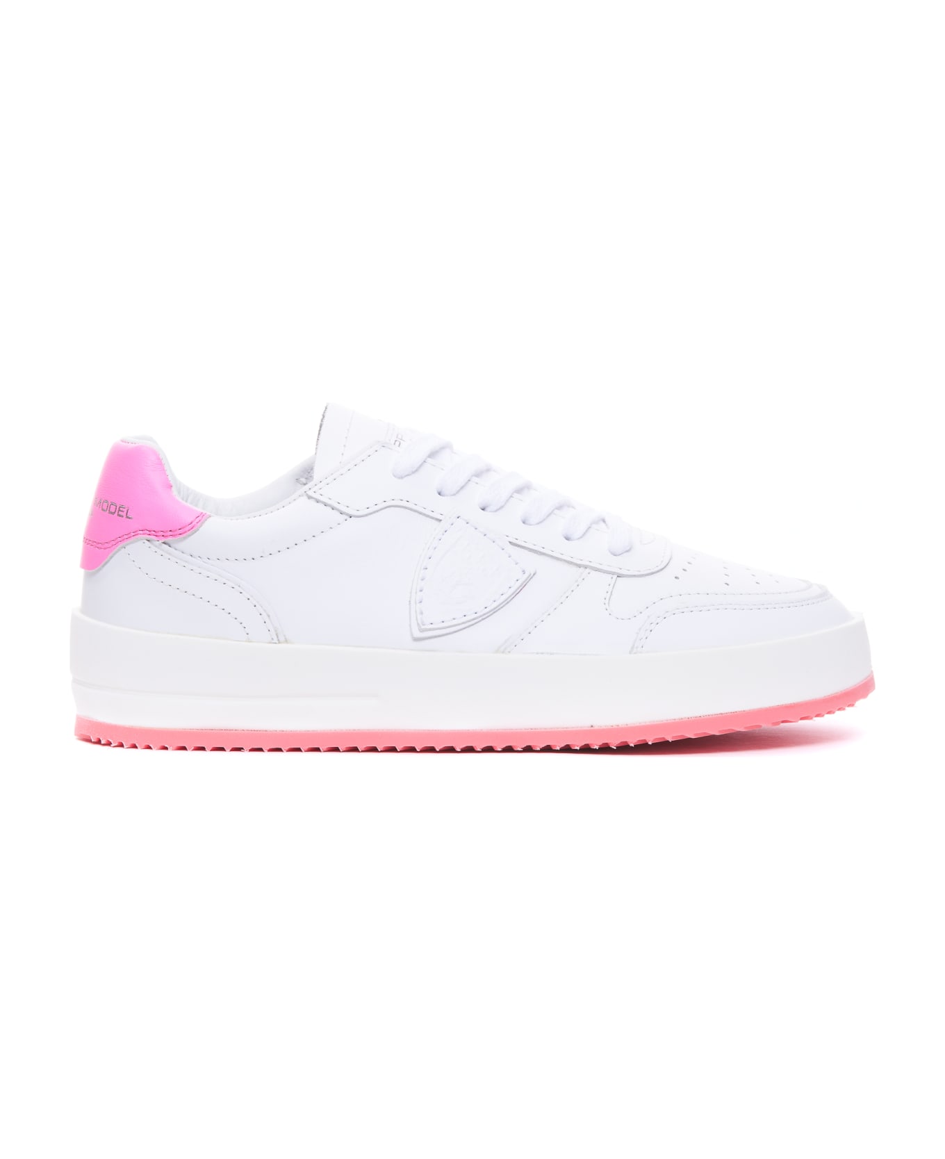 Philippe Model Nice Low Sneakers - Veau Neon Blanc Fucsia