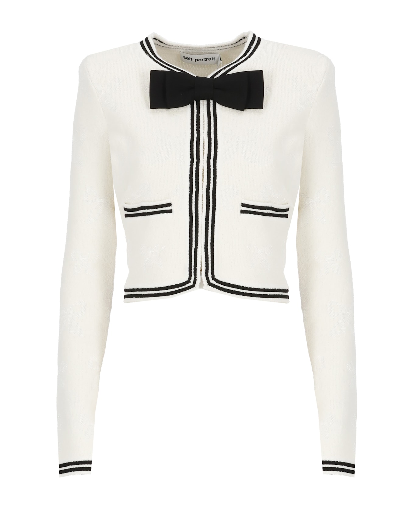 self-portrait Cotton Cardigan - Ivory