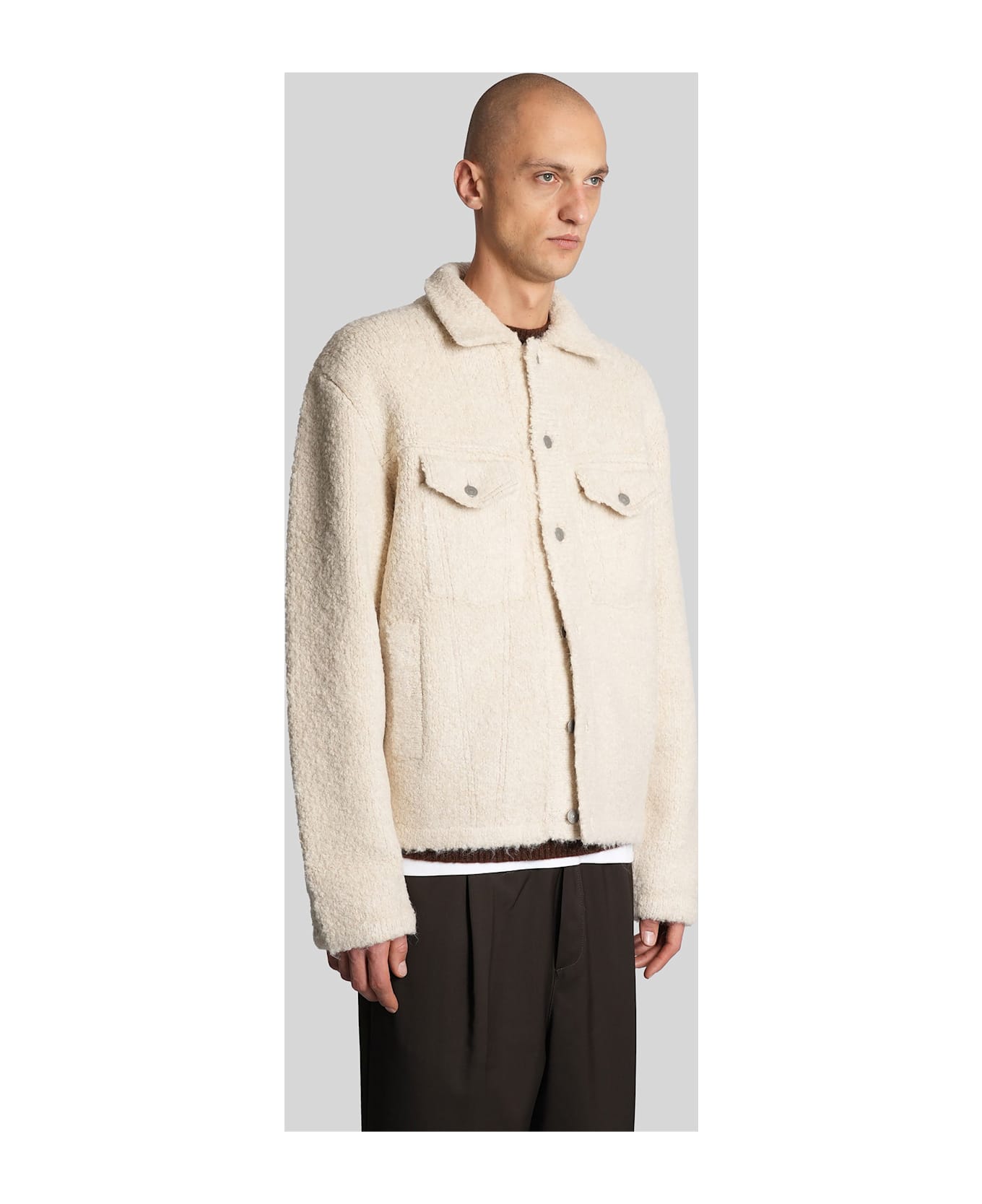 Laneus Casual Jacket In Beige Acrylic - beige