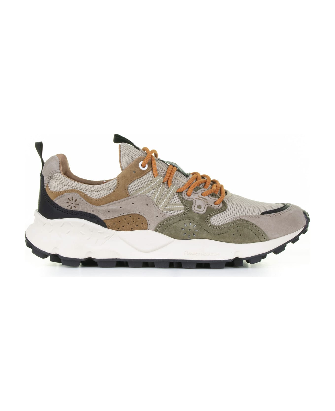 Flower Mountain Yamano Men's Sneaker In Suede And Nylon - SAND MILITARY