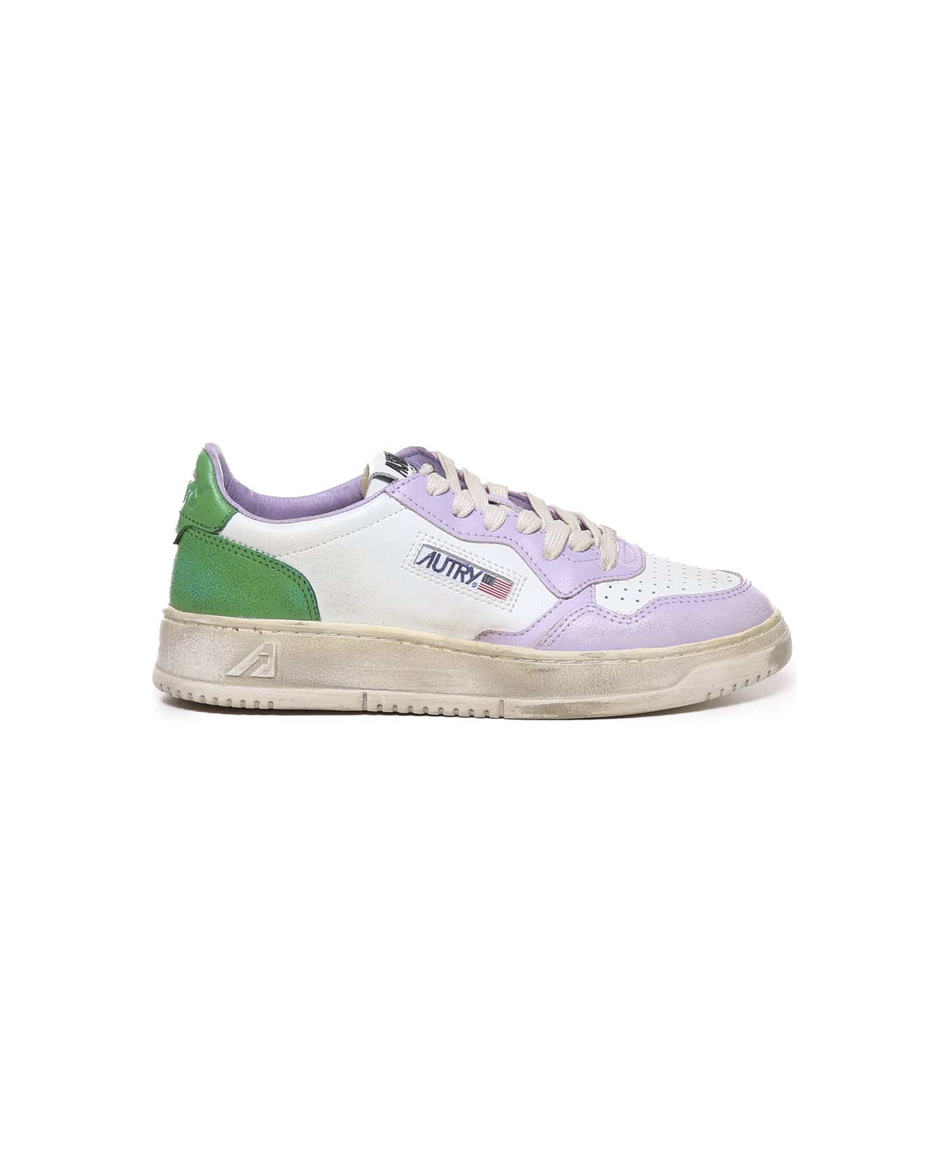 Autry 'medalist Low Super Vintage' Sneakers - White, lillac, green