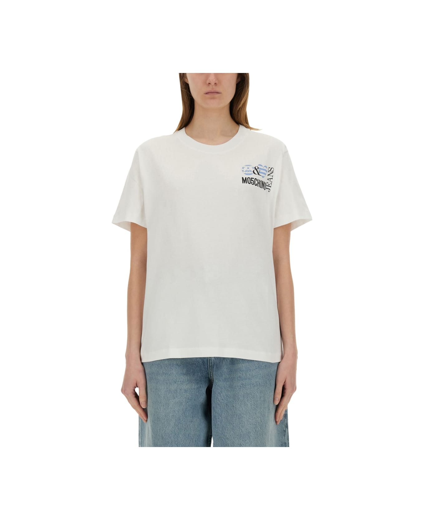 M05CH1N0 Jeans T-shirt With Print - WHITE